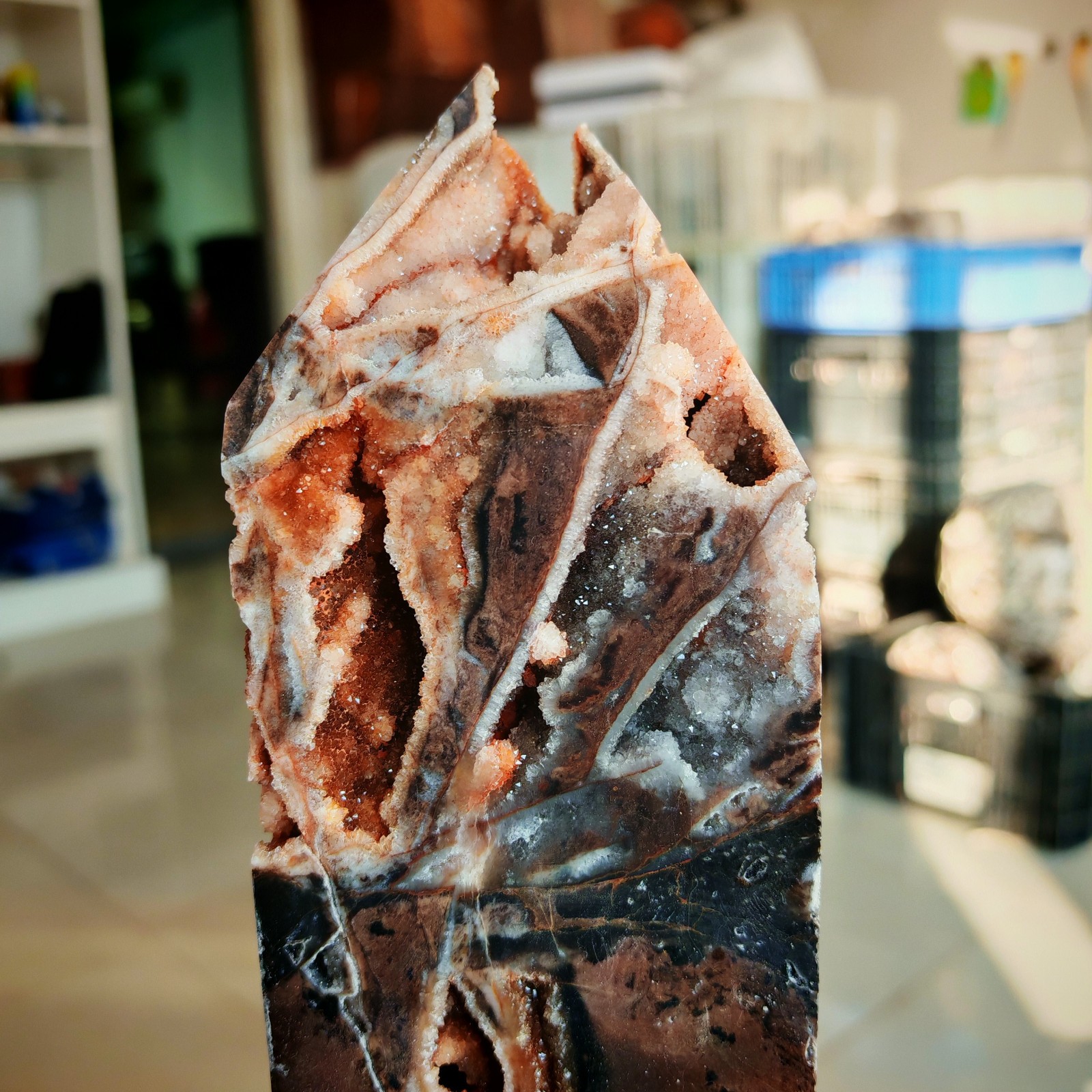 10.56LB Polishing and repairing of natural sphalerite crystal columns 4800g