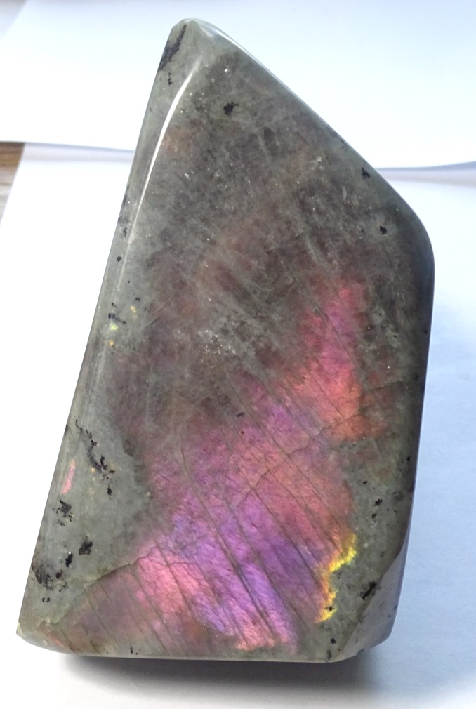 POLISHED NATURAL LABRADORITE FREEFORM TOWER 10 x 6.3 x 3.5 cms 439 gms – PURPLE