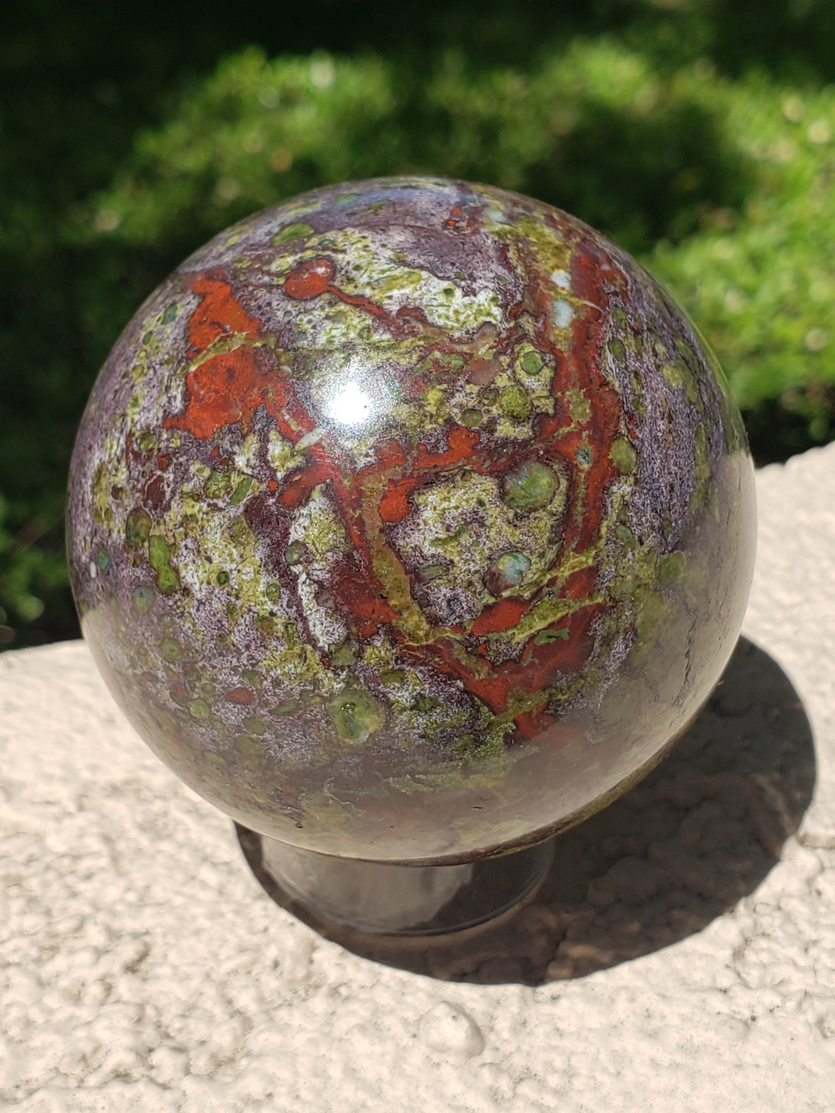 2.56″ Dragon’s Blood Stone Jasper Quartz Mineral Crystal Sphere Ball Orb, 444g