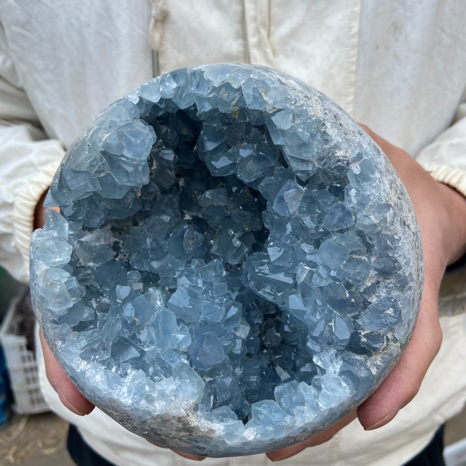 10.4lb Natural blue Celestite Cave Quartz Crystal Cluster Rough Specimen Healing