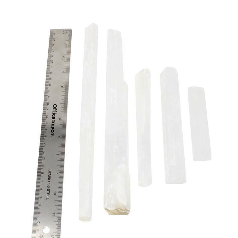 5 Pack Raw Large Selenite Sticks – Irregular Sizes – Over 1 LB Wholesale
