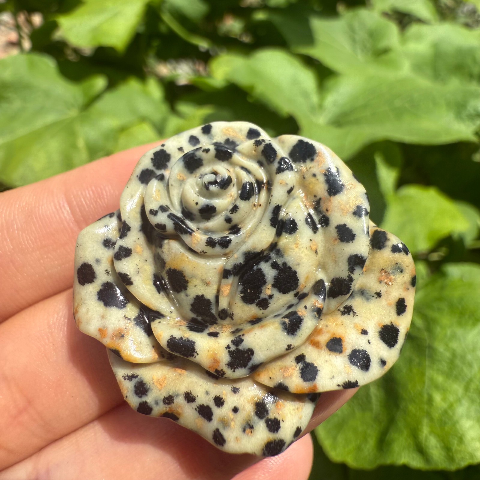 4cm Natural Spotted stone Quartz Carved Rose Flowers Crystal reiki Healing 1pc