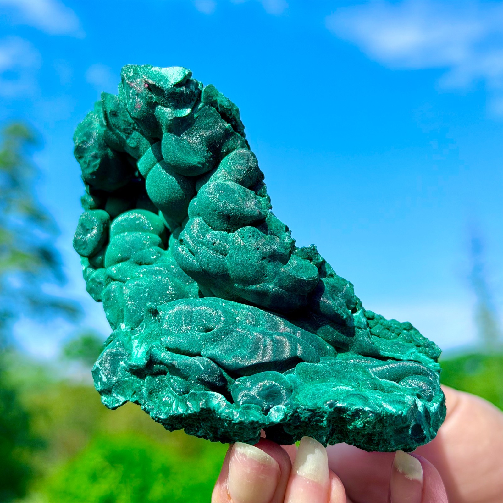 253G Natural VELVET Malachite cat’s eye specimen crystal rough mineral-Congo