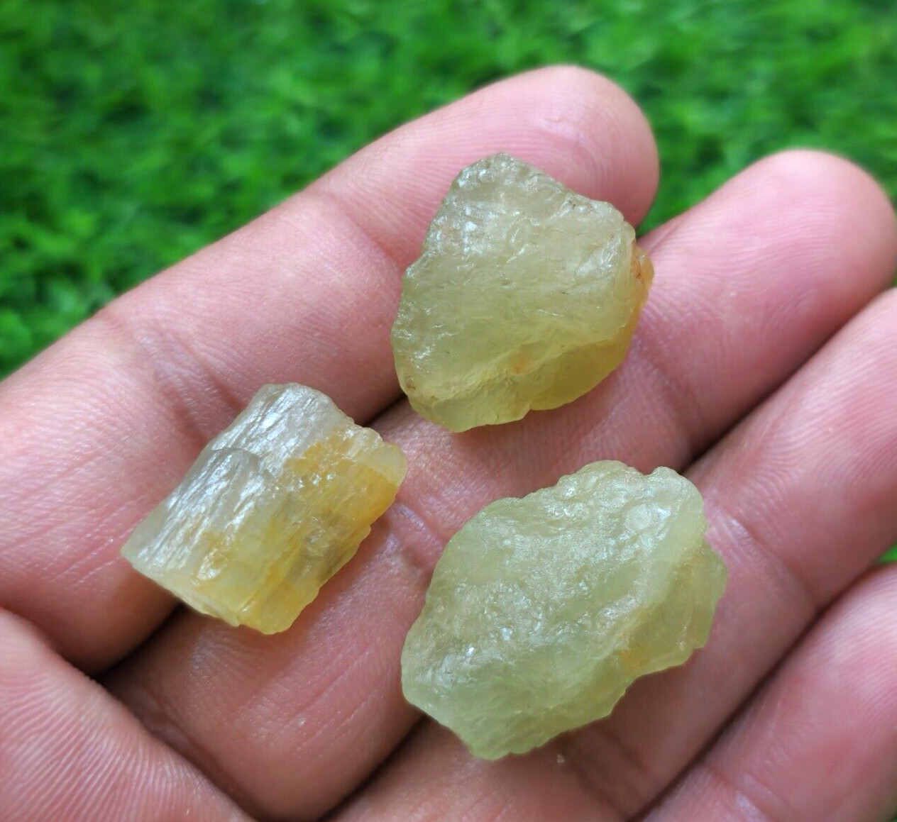Awesome Heliodor Aquamarine Rough 3 Pcs 18-26 mm Size Loose Gemstone For Jewelry