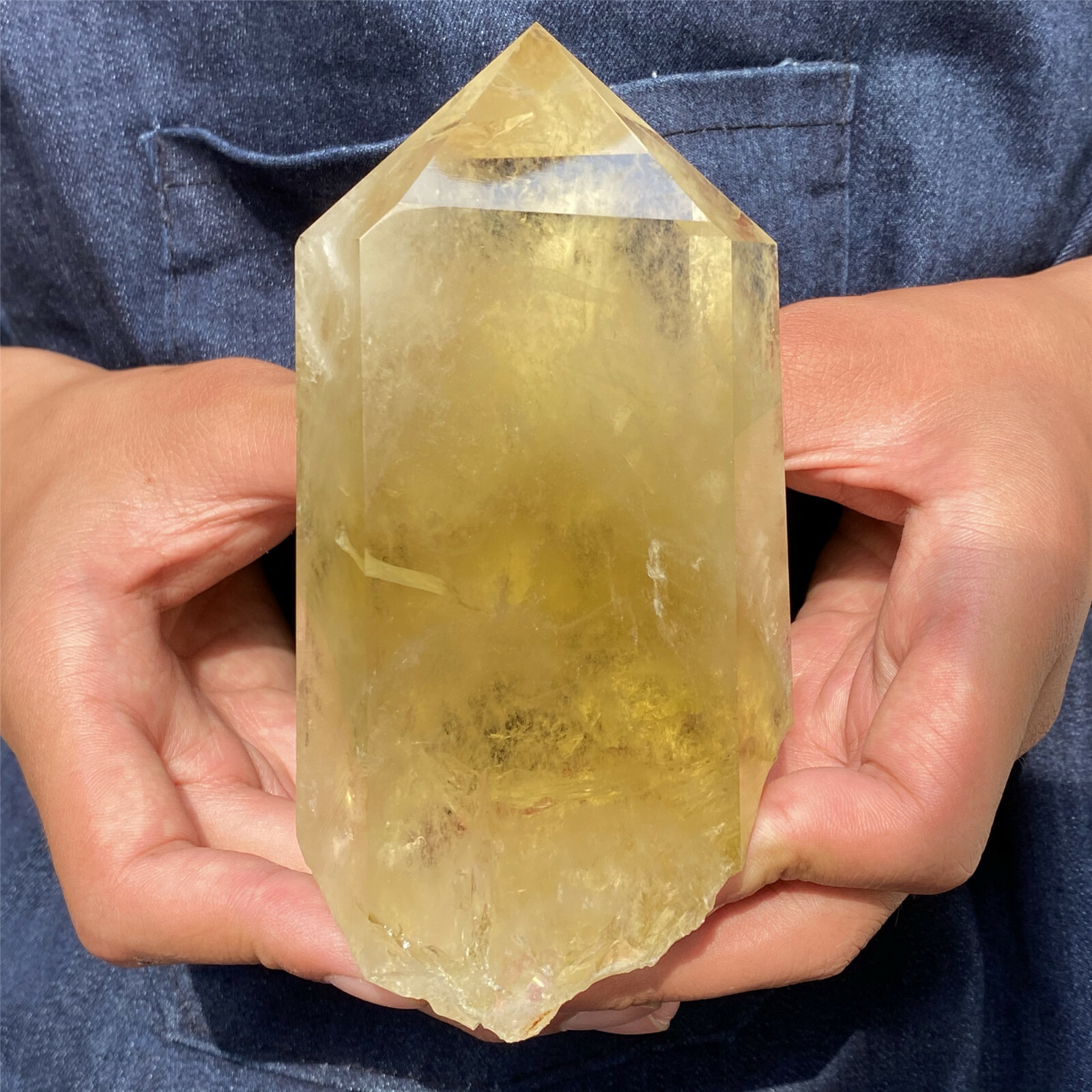 1.32LB Natural rainbow citrine quartz obelisk crystal wand point healing XA1467