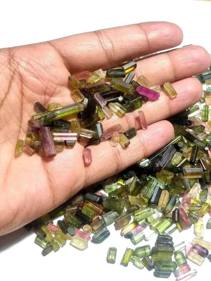 Natural 100 Ct Bi-Color/Multicolor Tourmaline Pencil Rough Lot Loose Gemstone