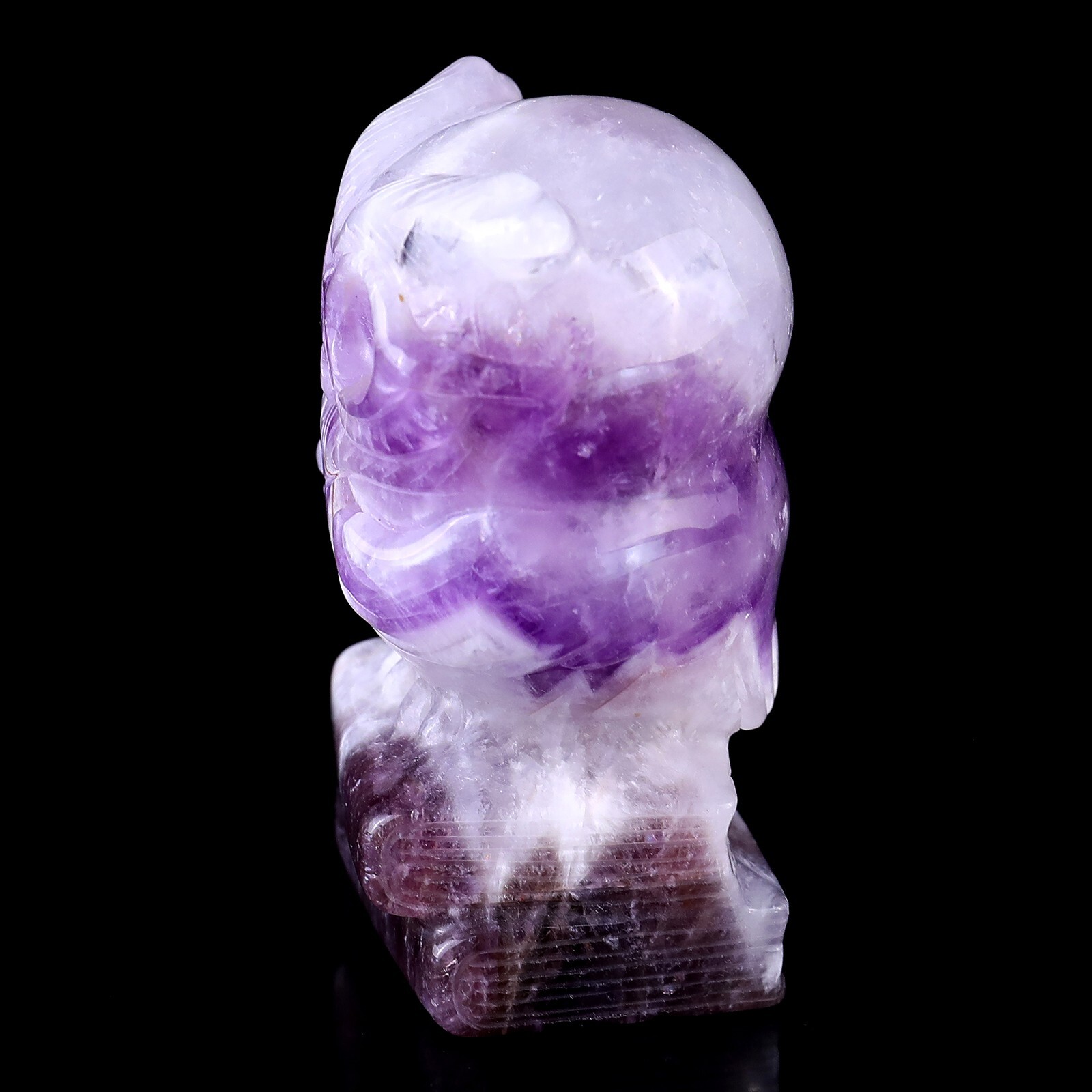 3.0″ Natural Amethyst Hand Carved Owl Sculpture Crystal Healing Carving Decor