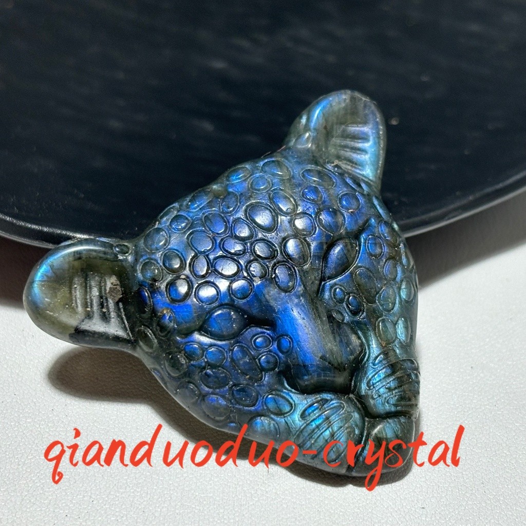 Natural Labradorite quartz Skull Totem Carved Crystal Leopard Skull Healing 1pc