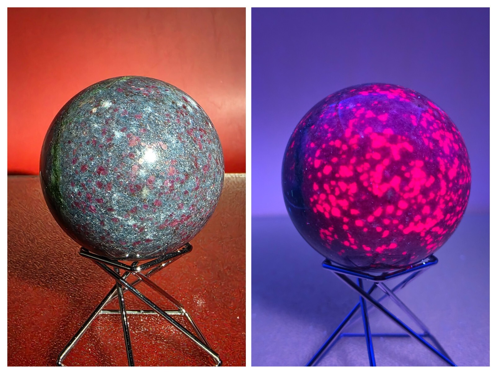 Natural Ruby In Kyanite Quartz Sphere 400g UV Reactive Crystal Healing Reiki