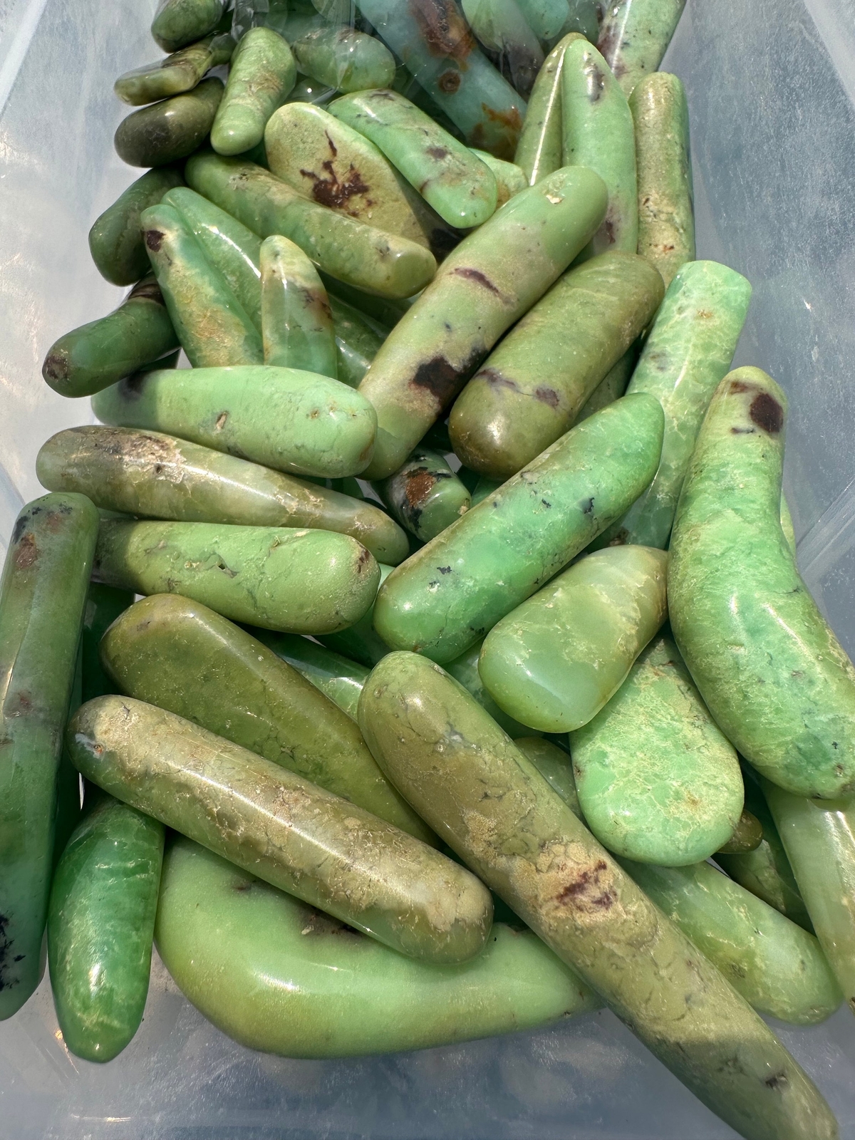 Chrysoprase Tumbled Wand, Natural Chrysoprase from Australia