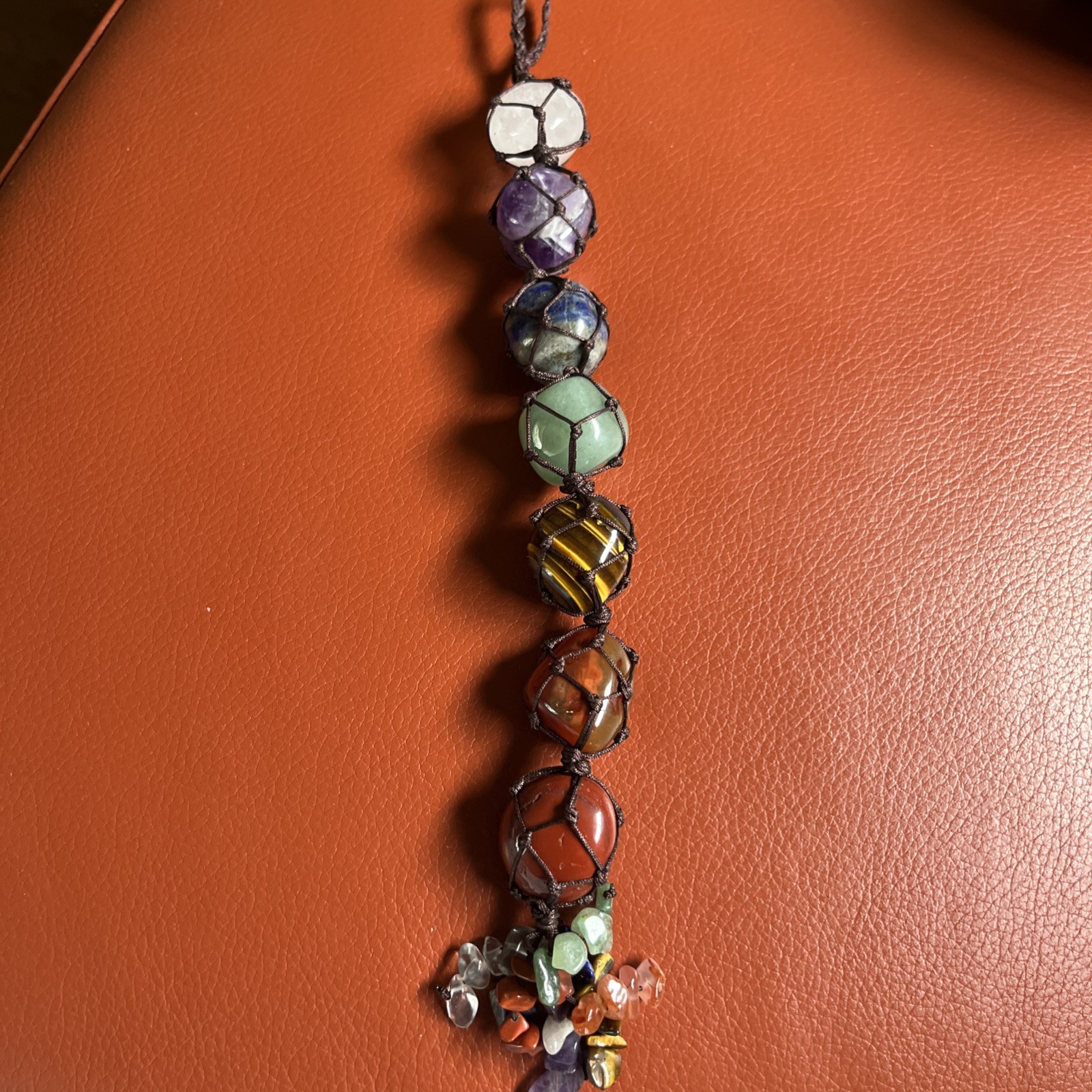 Hanging Wrapped Crystals 7 Chakra Stones Zen Energy Reiki Balance New Age Heal