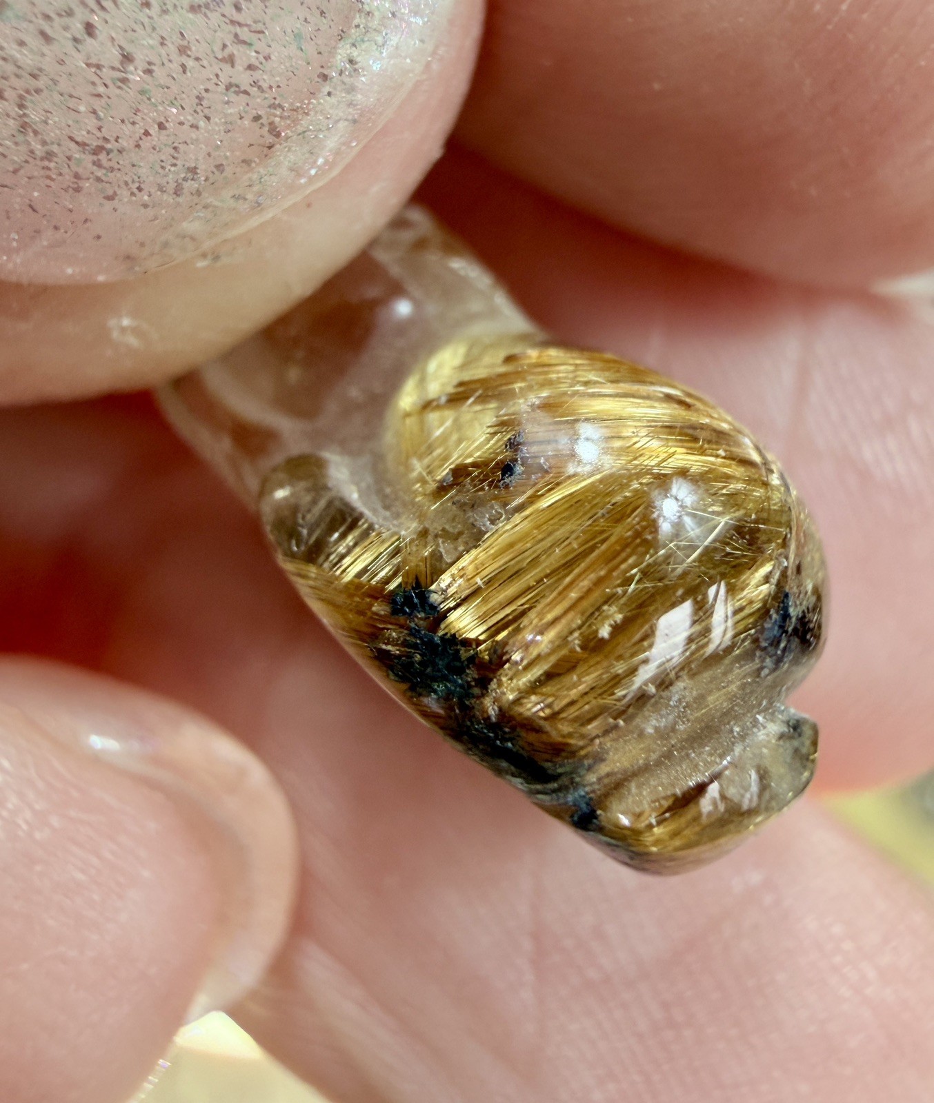 Crystal Golden Rutile Quartz Tiny Pixiu Carving Chinese Feng shui collect Mini