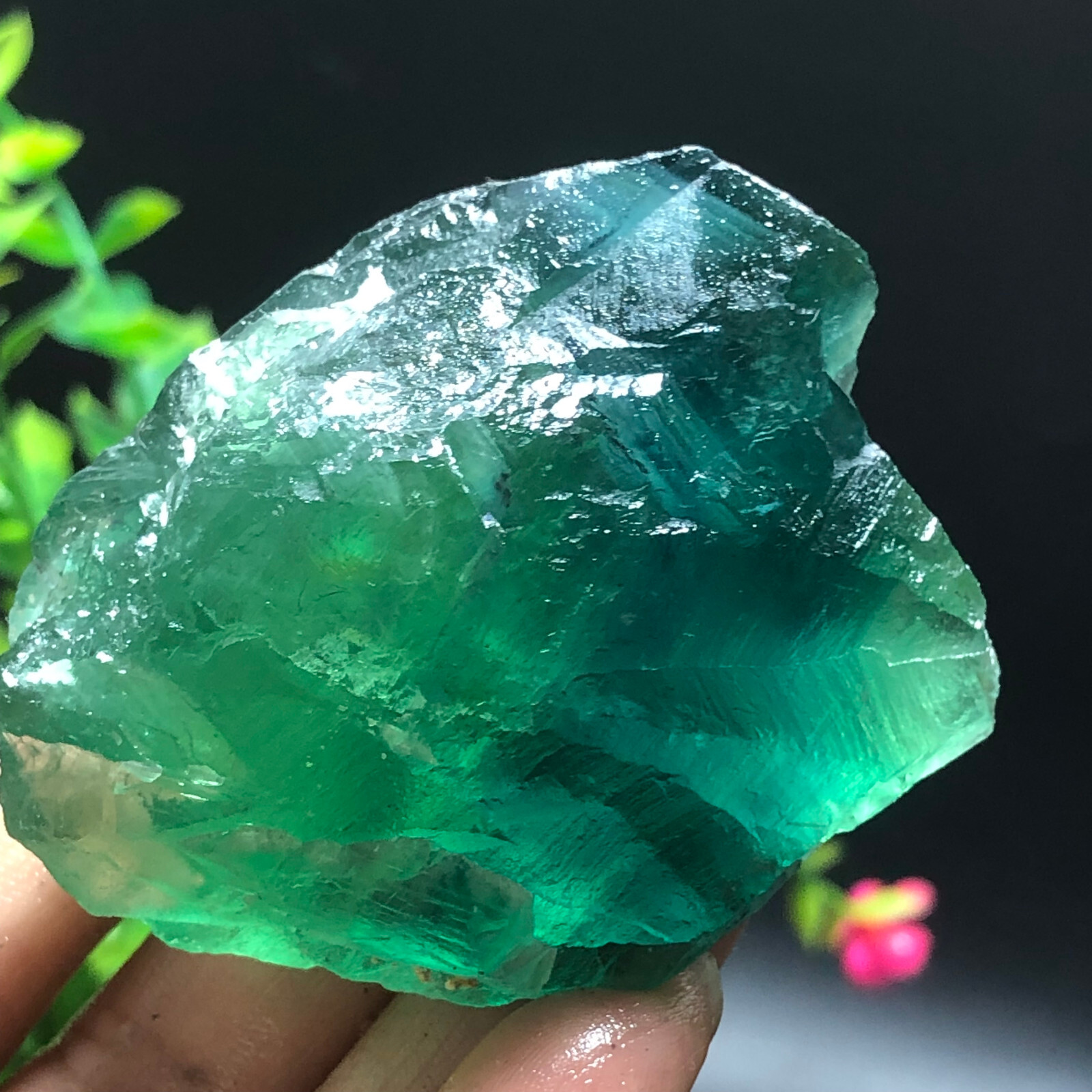 156g Natural beautiful Rainbow Fluorite Crystal Rough stone specimens cure