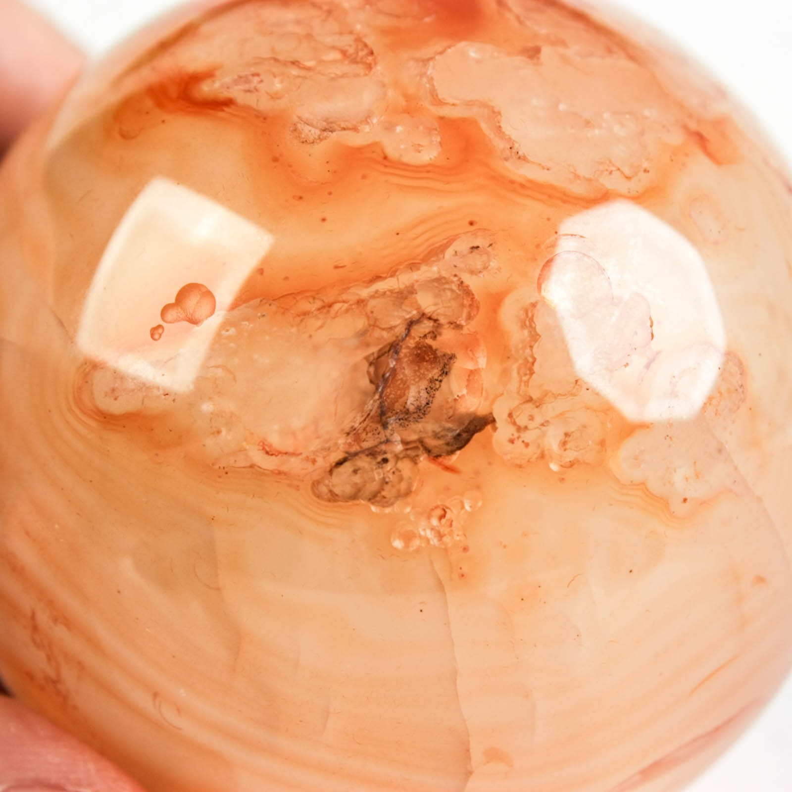 2.6″ 13.72oz Banded Carnelian Agate Sphere Crystal Ball Natural Mineral Specimen