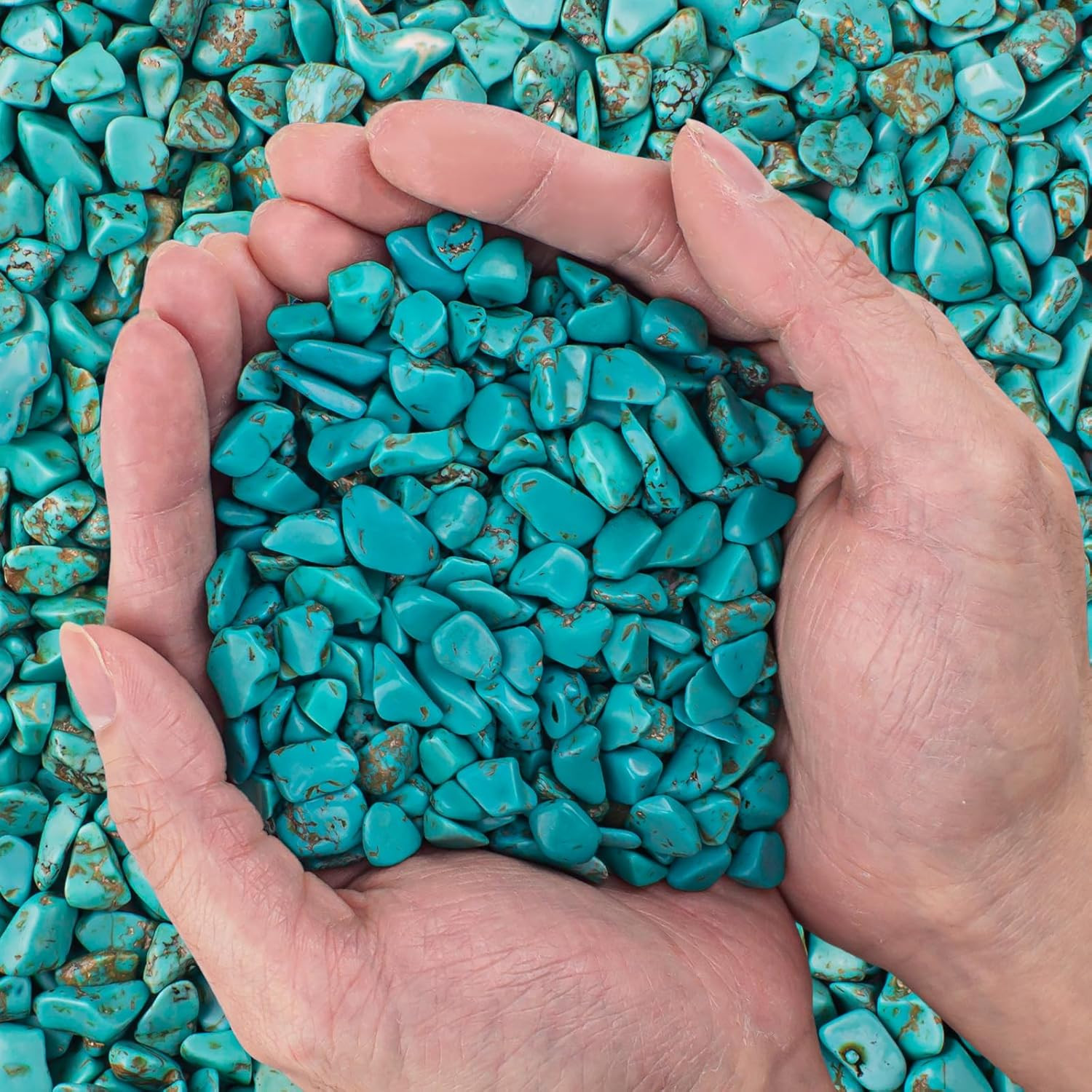 0.5 Lb/230G Blue Howlite Turquoise Crushed Stone Crystal Chips Bulk, Aquarium Gr
