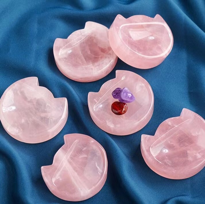Natural Crystal – Pink Crystal Cat Claw Bowl Carvings Home Decoration