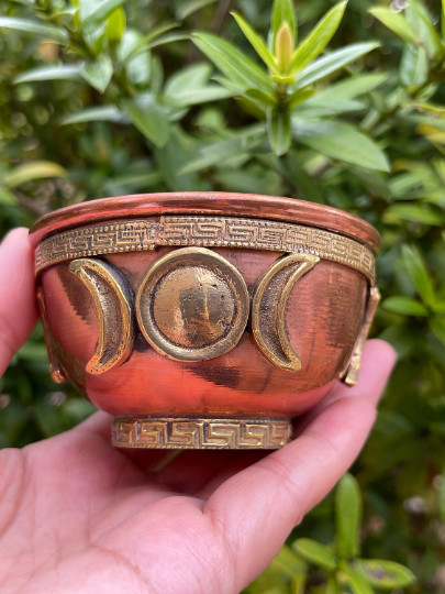 Copper Offering Bowls 3″, Incense Burner, Ritual Altar Bowls, Pick a Symbol