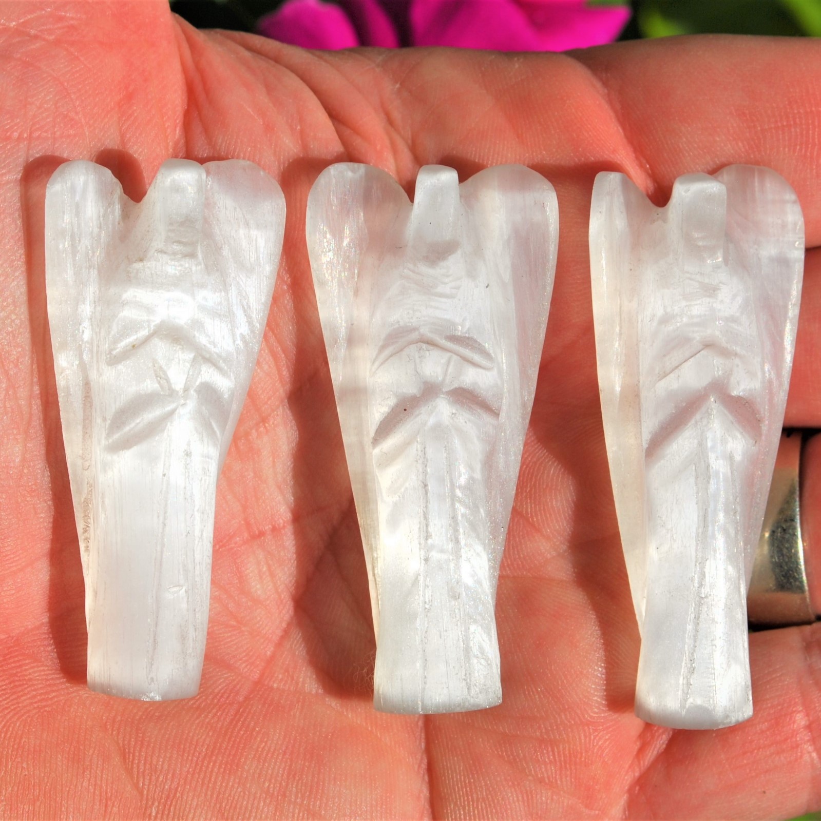 CHARGED 2.25″ Selenite Angel Natural Crystal Hand-Carved Angel Peaceful Energy!