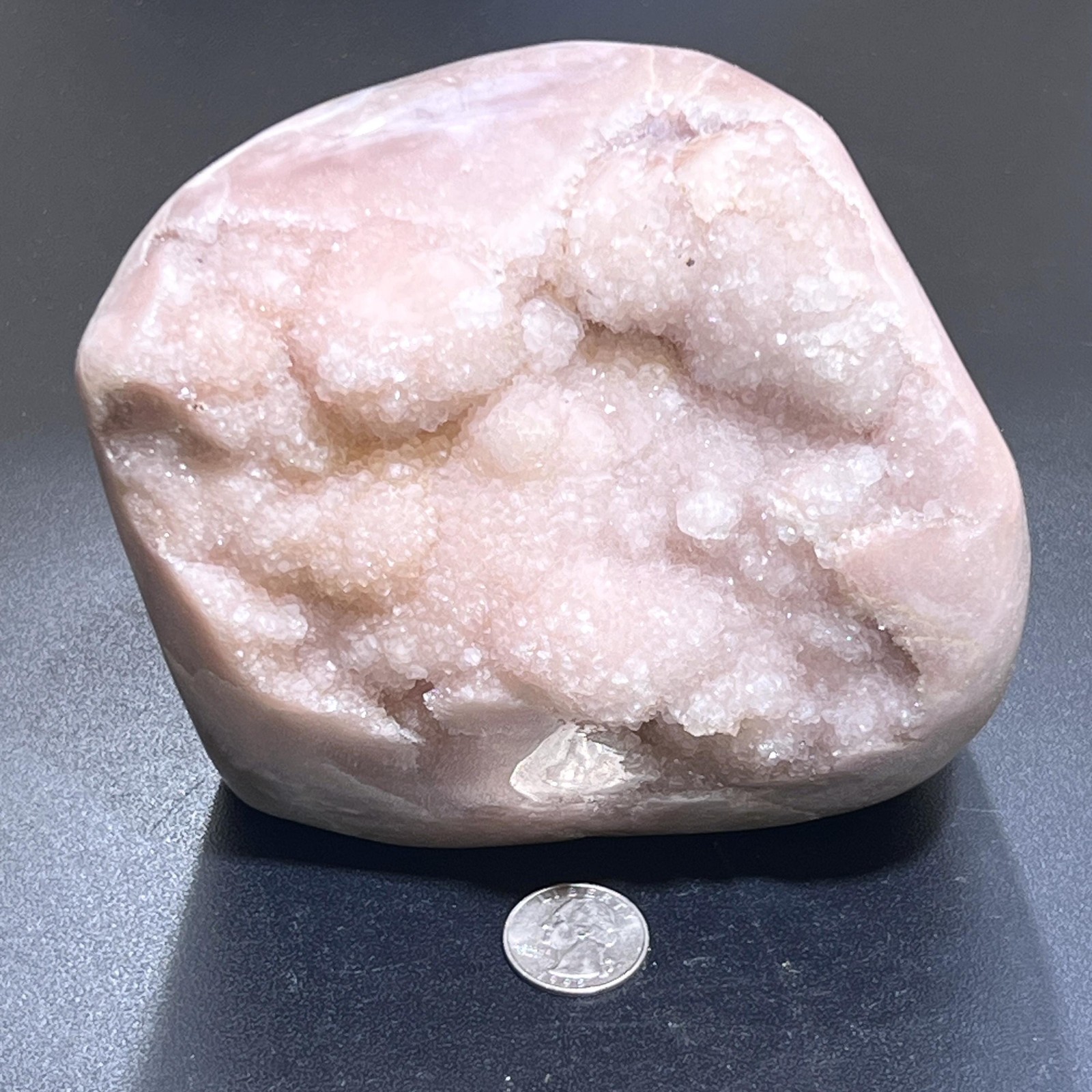 Large Pink Amethyst Druzy Crystal Cluster Standing Freeform Polished Carving