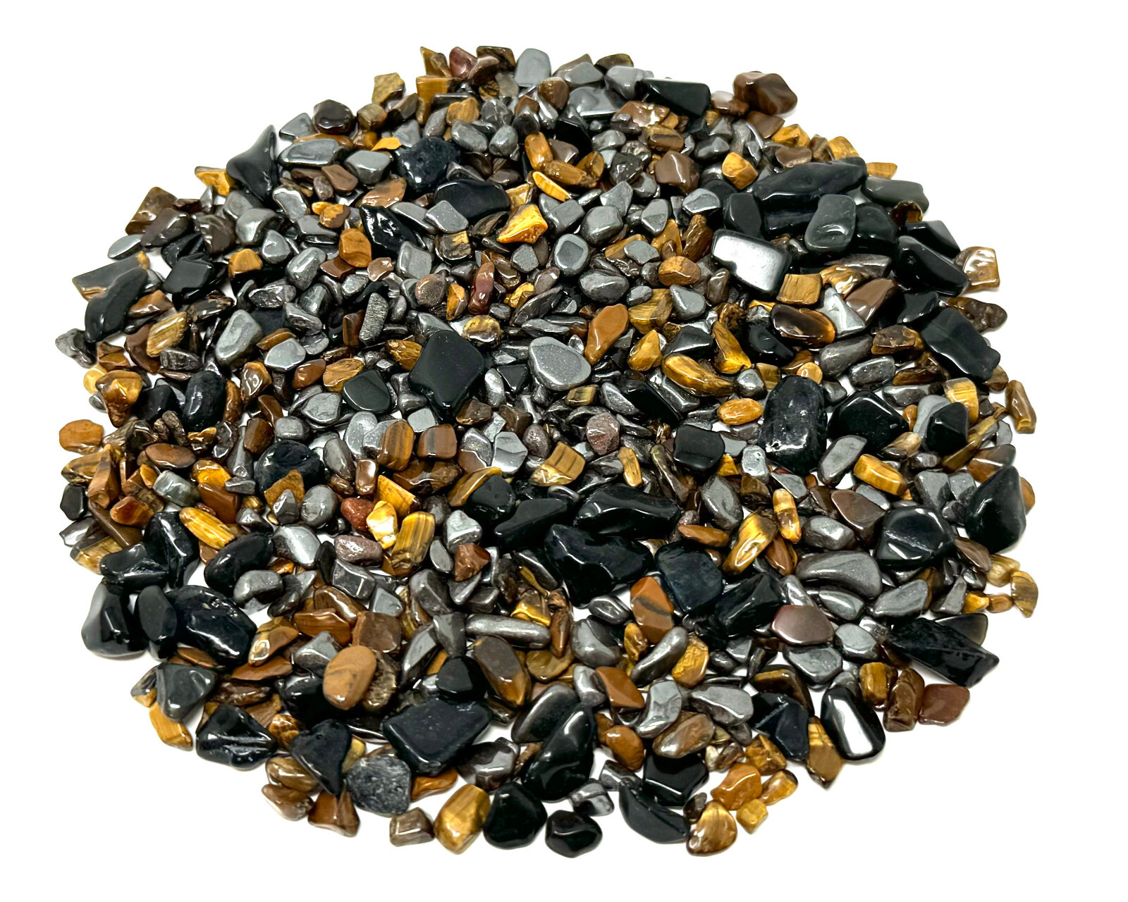 Triple Protection Chip Mix: Semi Tumbled (Black Obsidian, Tiger Eye, Hematite)