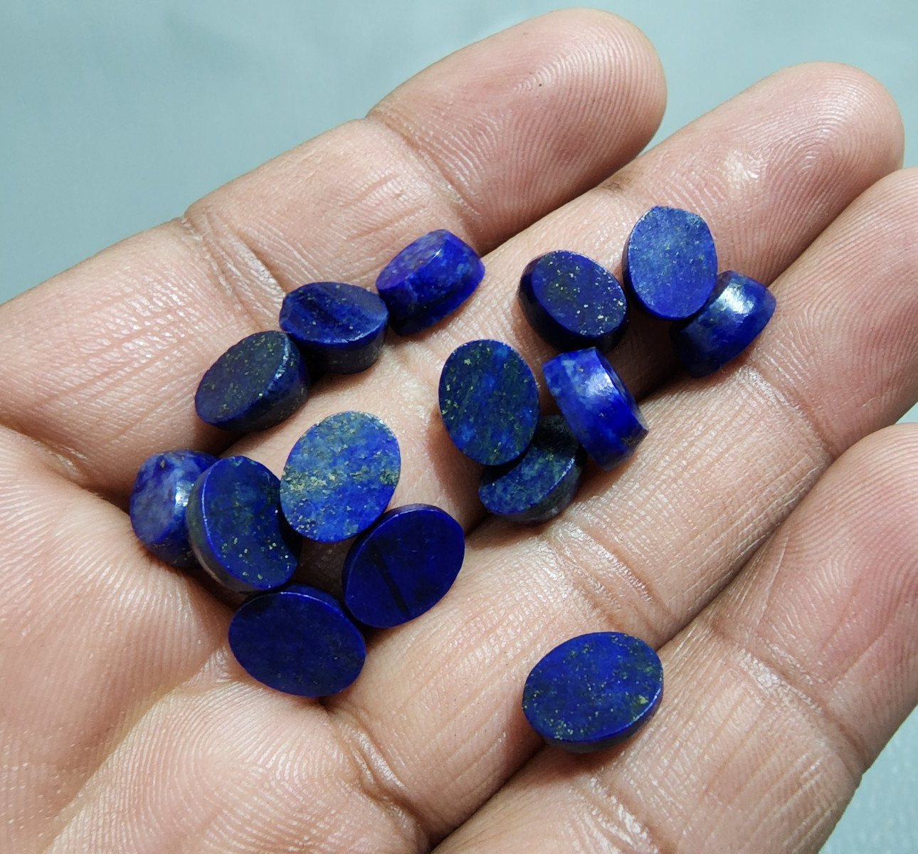 Natural Lapis Lazuli 15pcs Oval Cut Cabochon Blue Gems for Jewelry Crafting
