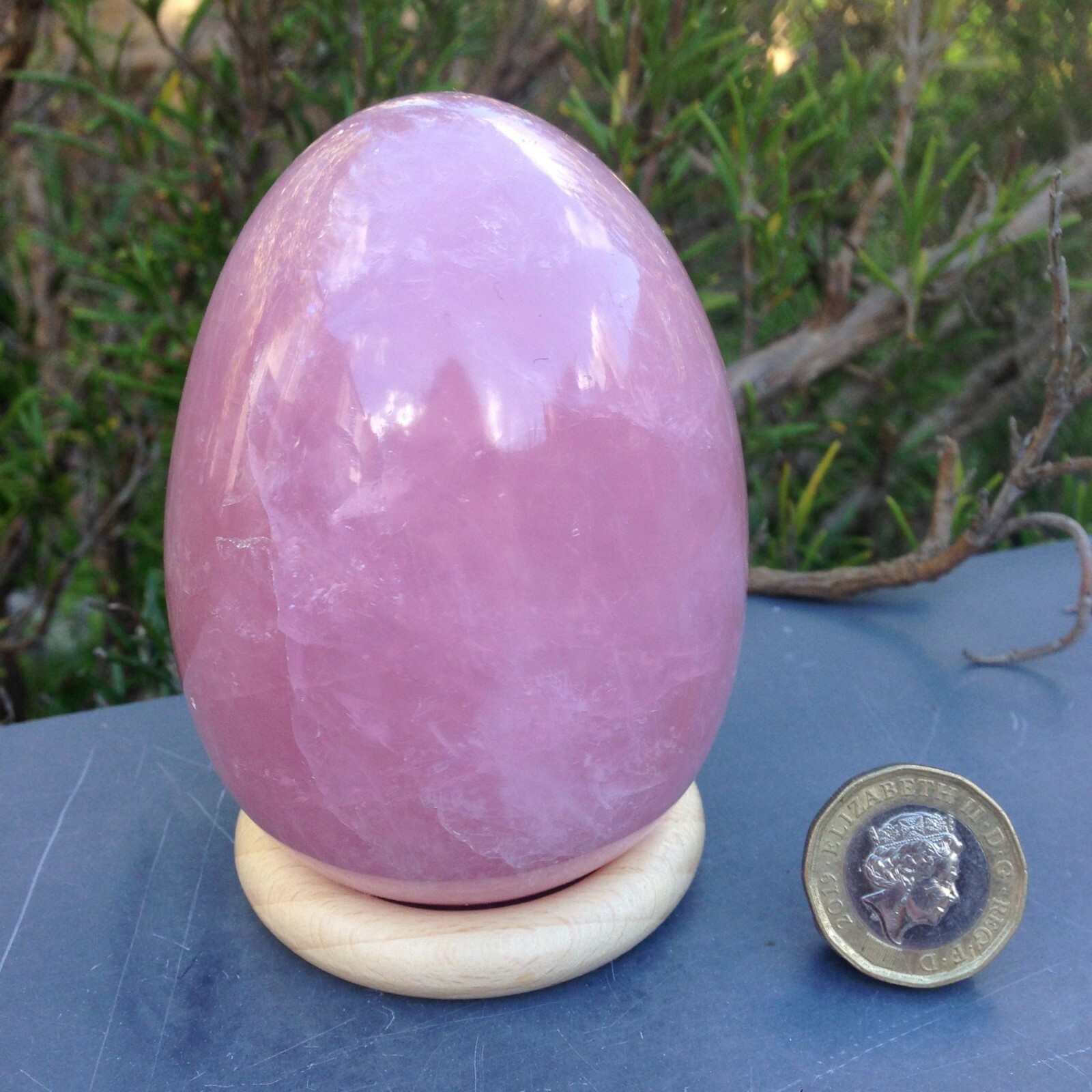 Large Rose Quartz Crystal Egg Healing Love Relaxation Wabi-Sabi 486g 8.3×6.3cm
