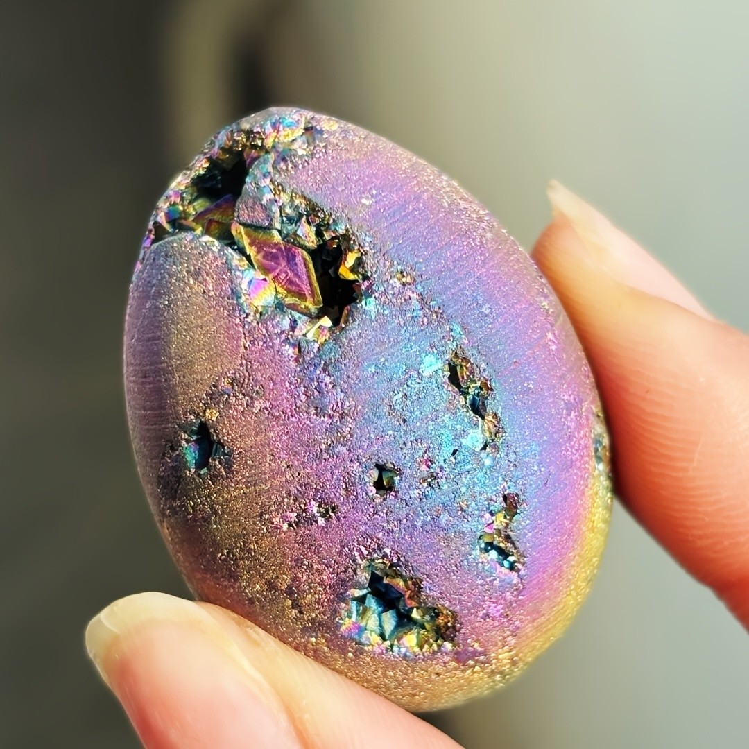 1.8oz 1.56″ Wholesale Cute Rainbow Aura Sphalerite Egg Good Quality Wedding Gift