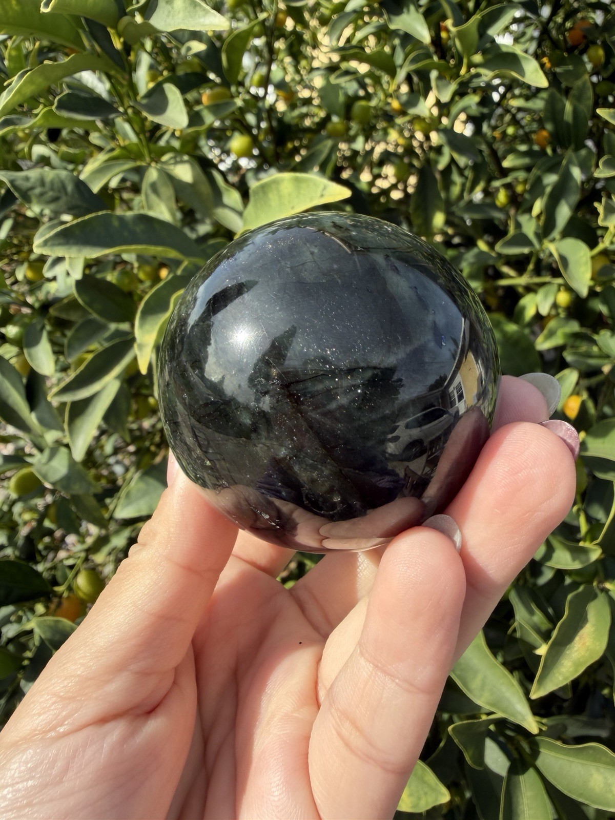 Natural Labradorite Sphere – Flashy Blue Green Crystal Ball,A247