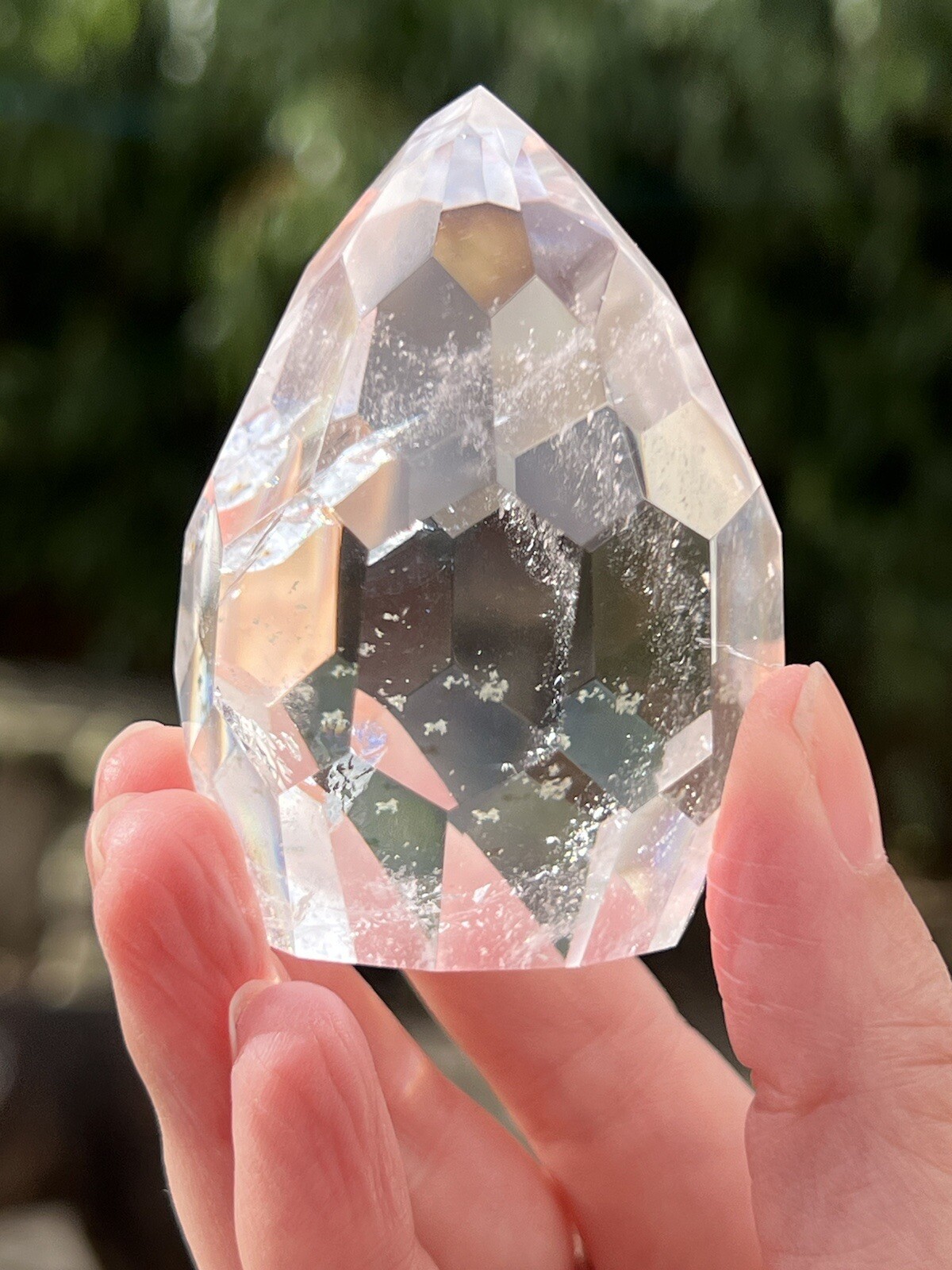 Clear Quartz Hand Faceted Large Crystal Droplet AAA+ Freestanding 13