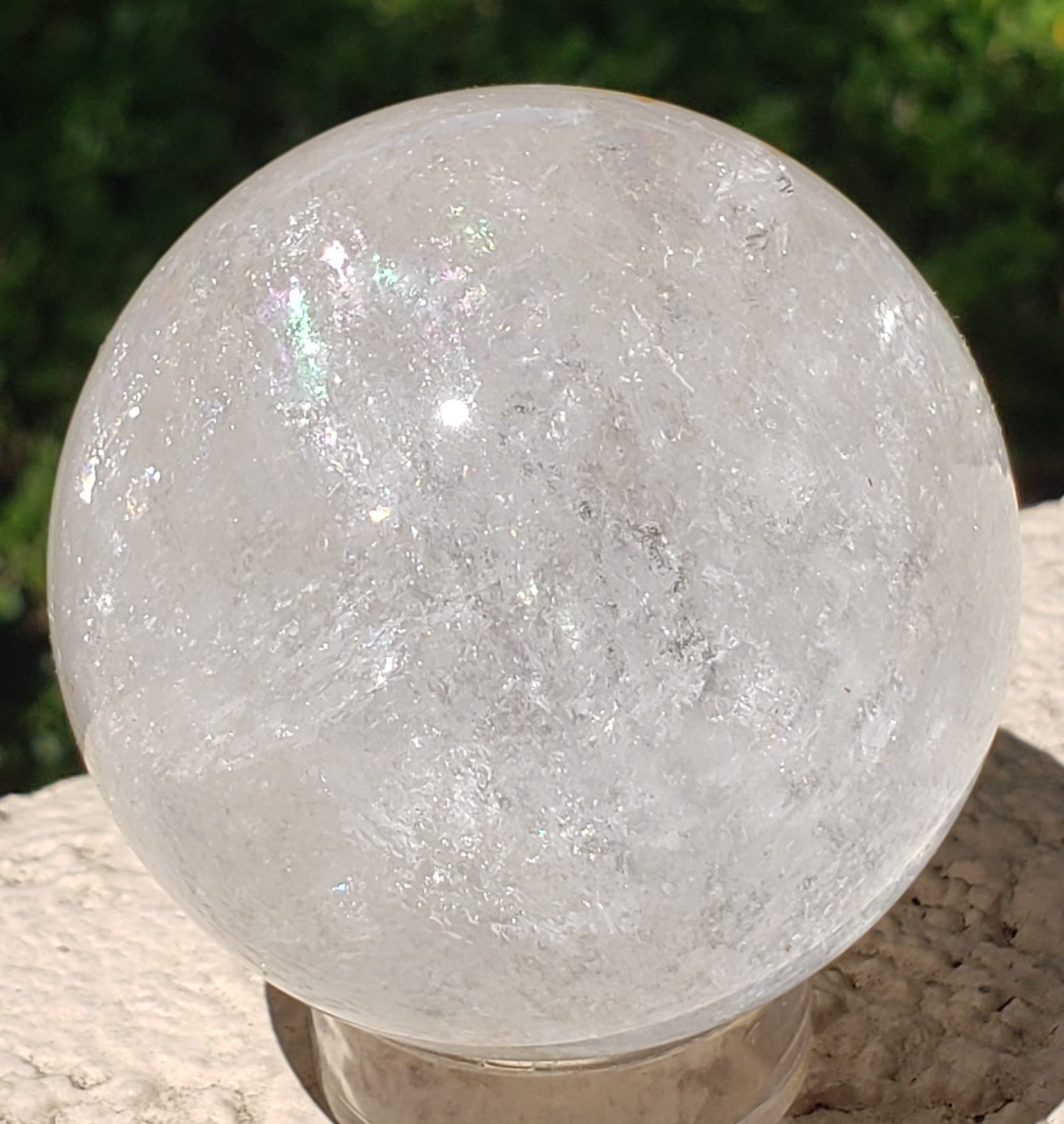 2.2″ Clear Quartz Natural Crystal Ball Sphere Orb Rainbows Phantom Golden Healer