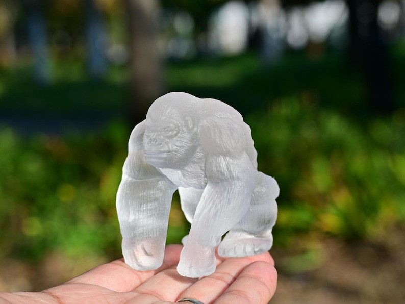 2.6”Natural carved mixed material Gorilla Reiki decor figurine healing gift 1pc