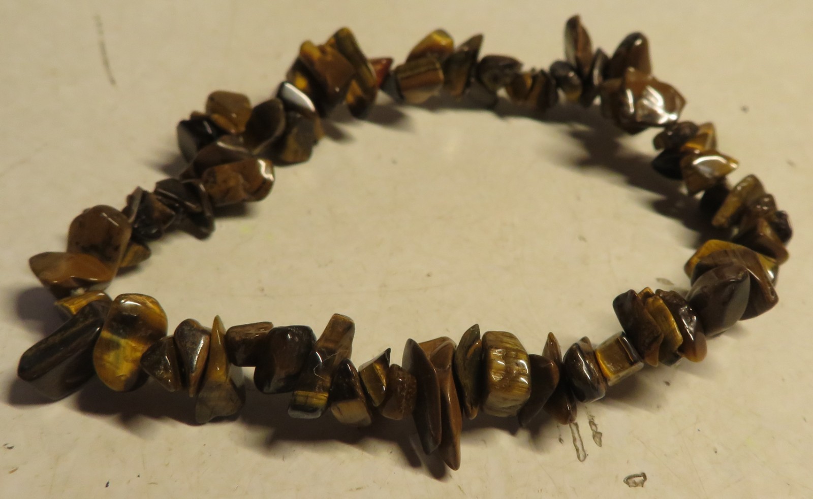 Vintage NATURAL TIGER EYE STONE GEMSTONE STRETCHY CHIP BRACELET Fashion JewelryA