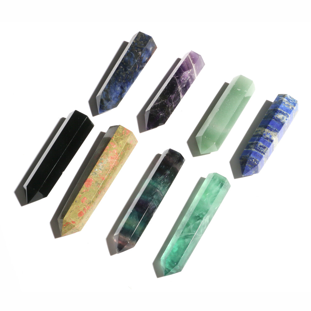 Natural Chakra Quartz Crystal Stone Point Wand Obelisk Tower Column Healing Rock