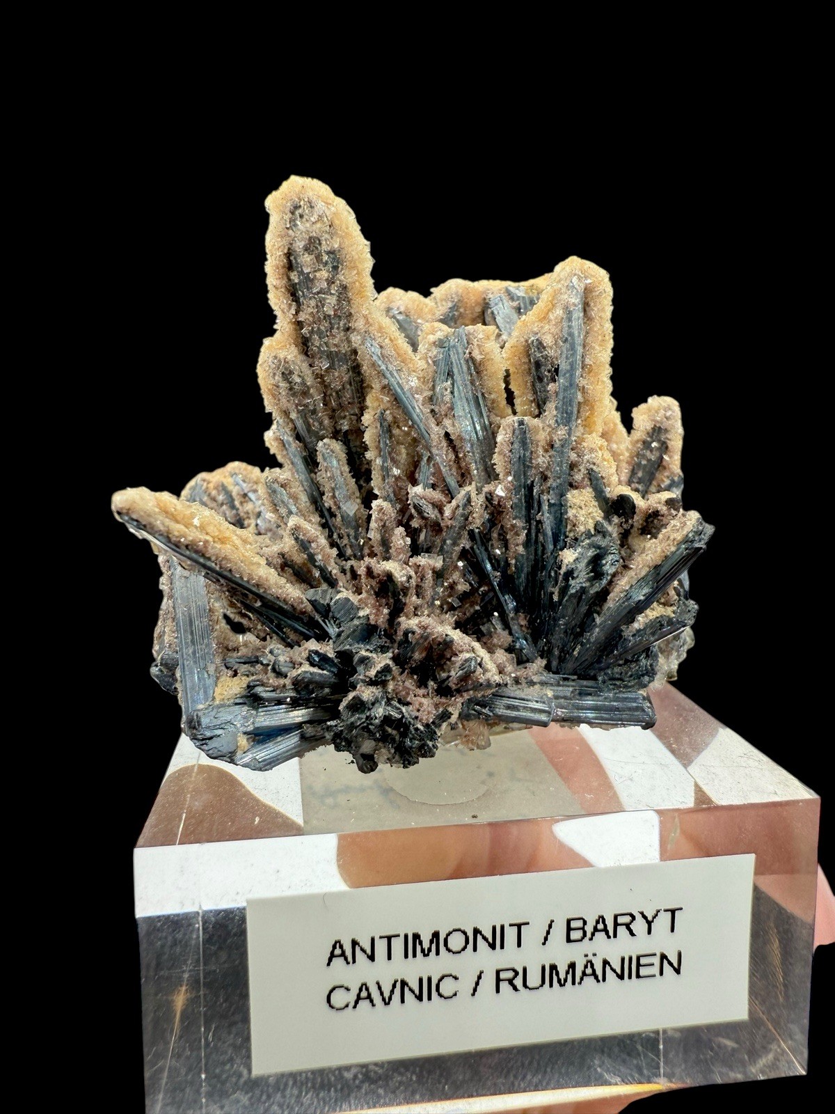 Baryte On Stibnite Crystals : Cavnic Mine . Maramureș , Romania 🇷🇴
