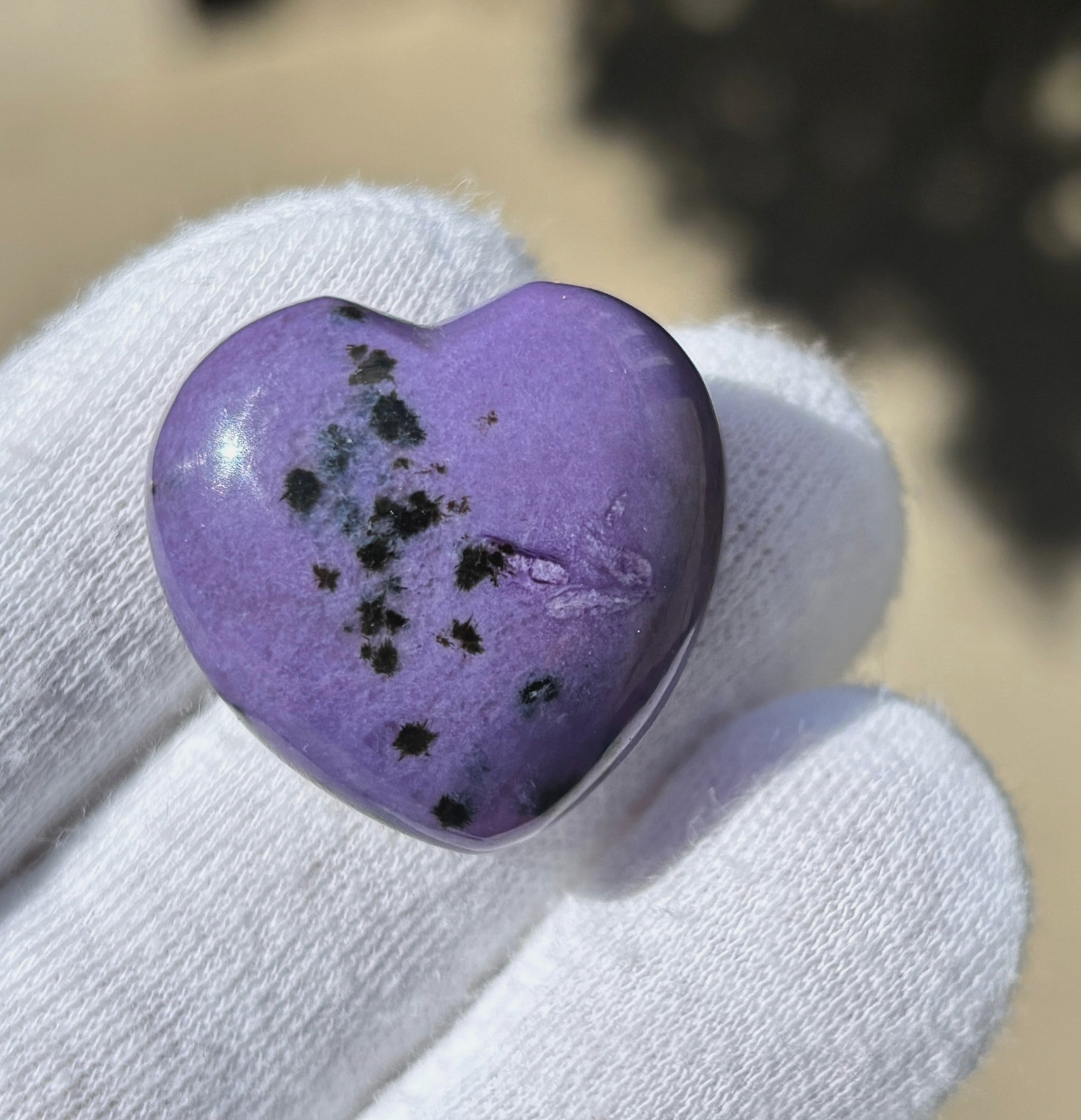 USA SALE 12g XS MINI CHAROITE HEART PALMSTONE Palm Stone HIGH GRADE PURPLE
