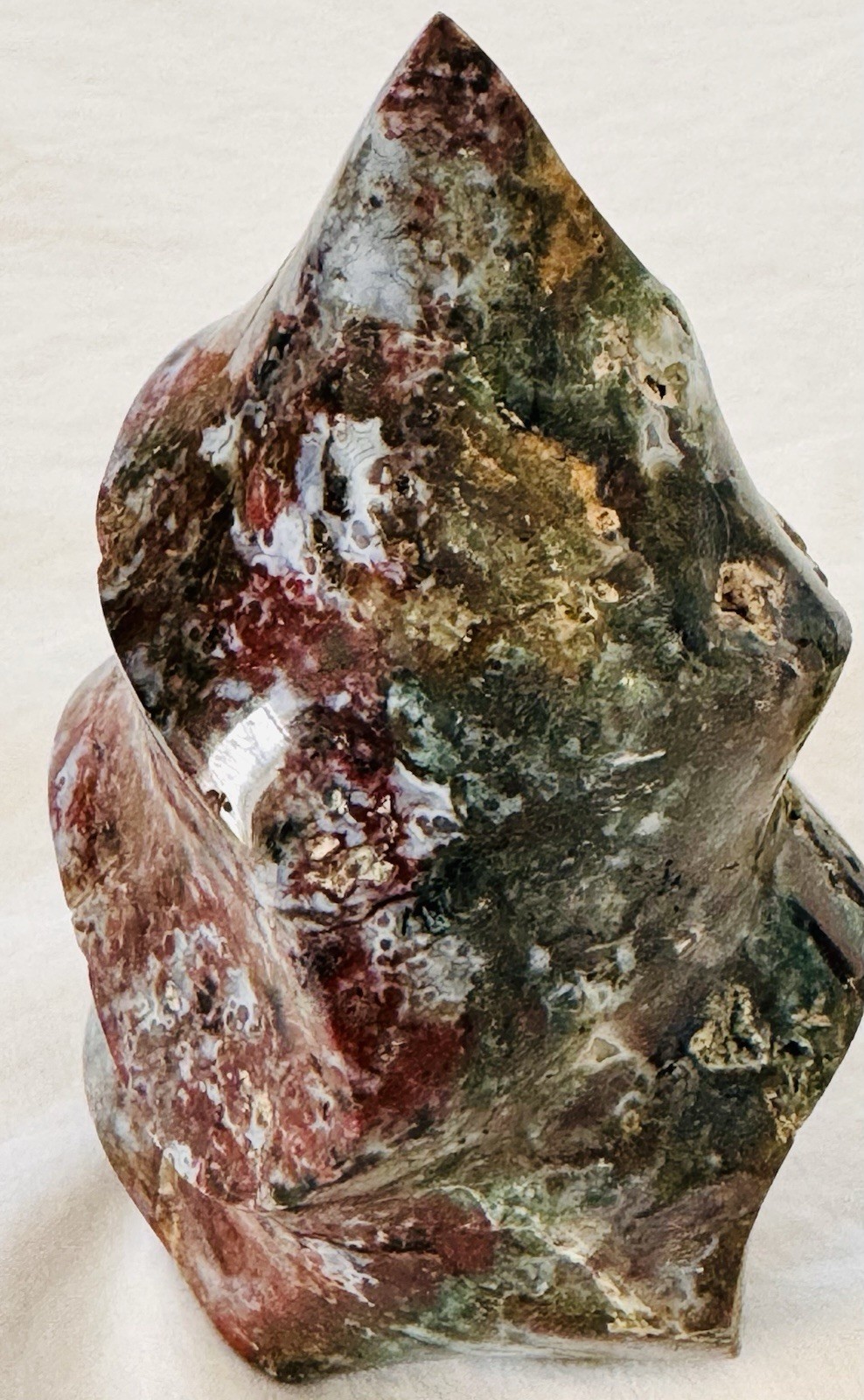 Moss Agate Freeform Polished Crystal 0.577kg Green White Natural Stone
