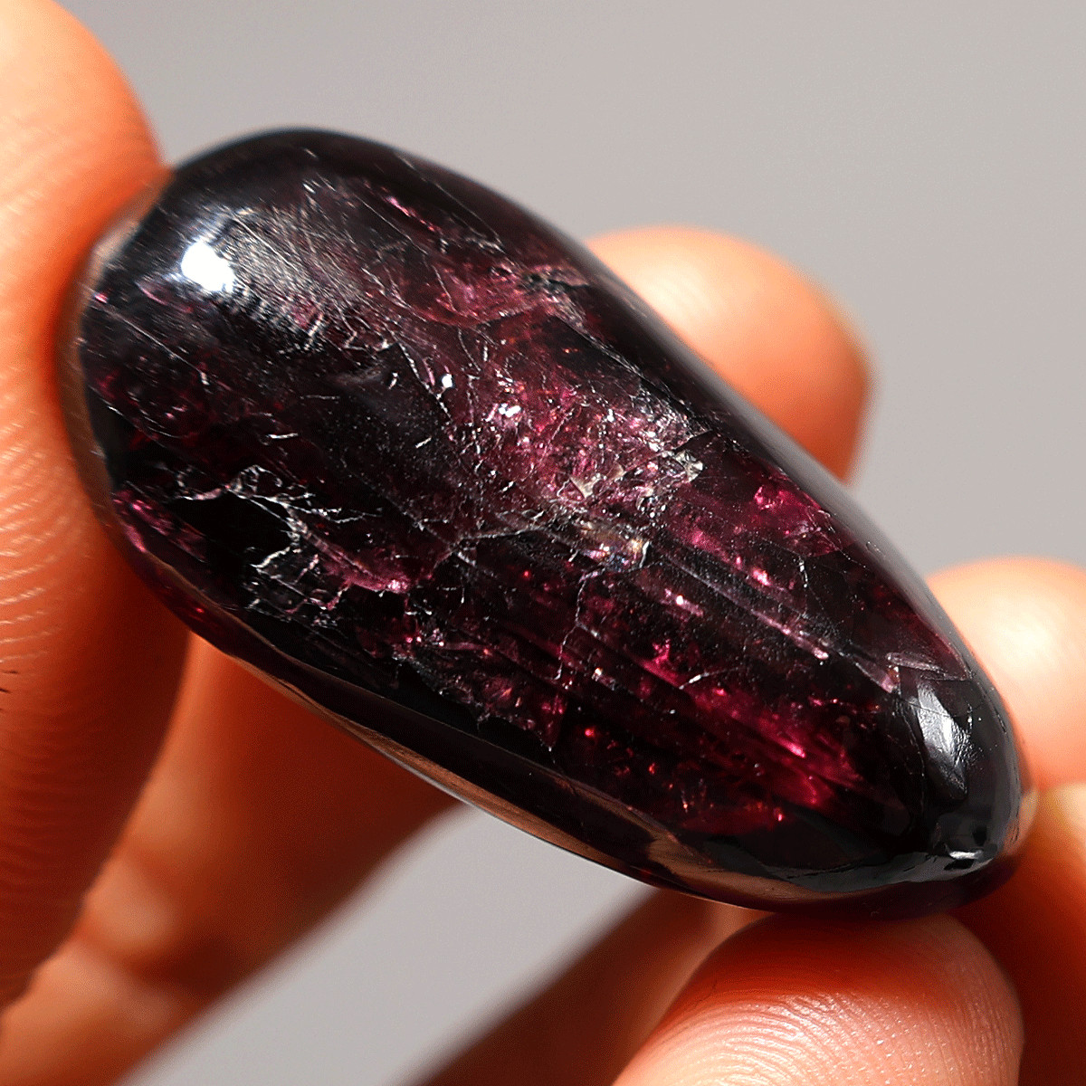 A Window Into Fire— Molten Core Garnet Palm Stone— One-Of-A-Kind Pocket Crystal