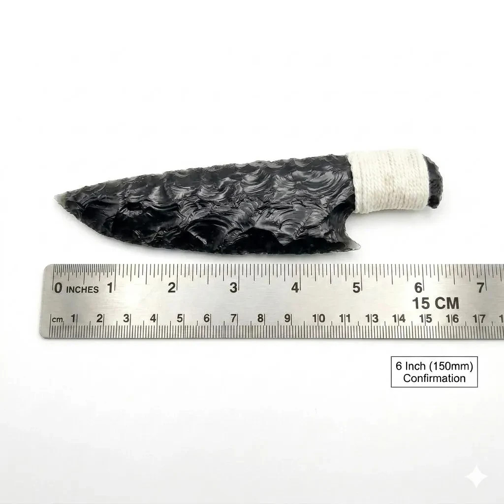 4-10″ Black Obsidian Athame Ritual Knife Hand-Knapped Crystal Dagger Altar Tool