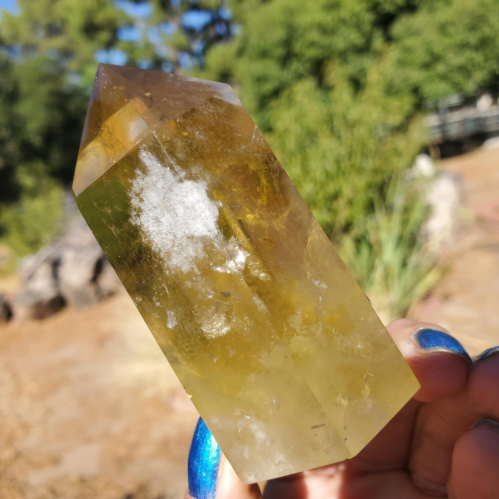 Citrine Clear Yellow Gold Phantom Flash Point Tower Crystal 188 grams