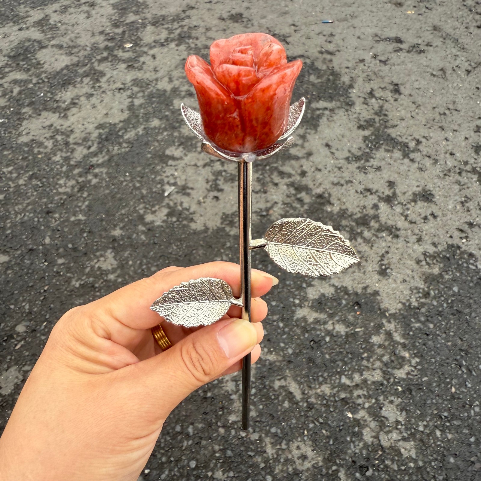 20cm natural crystal red gum flower Single head rose Decor heal Gift 1pc