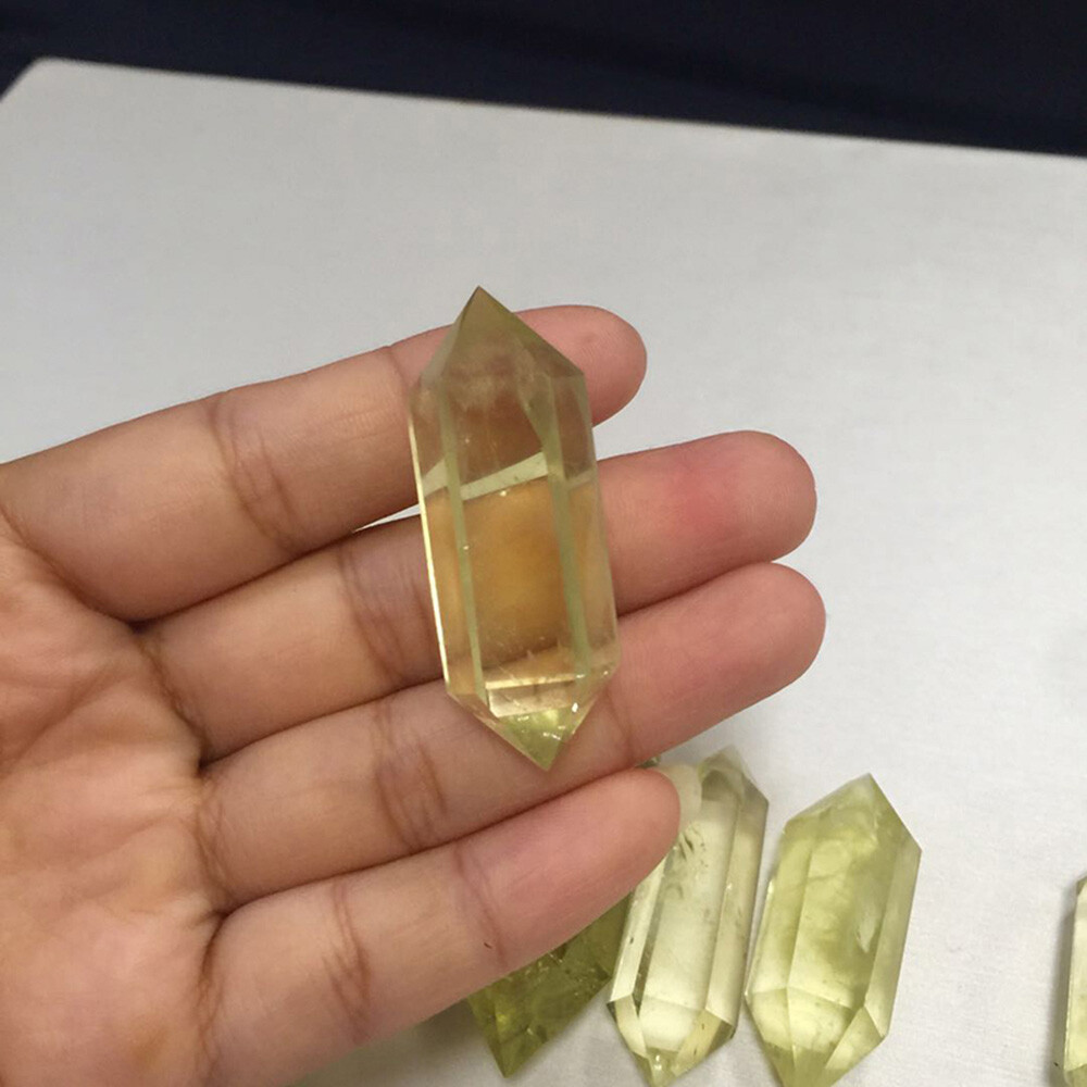 3X Rare Natural Rock Citrine Quartz Crystal Stone Point Healing Wand T-IT