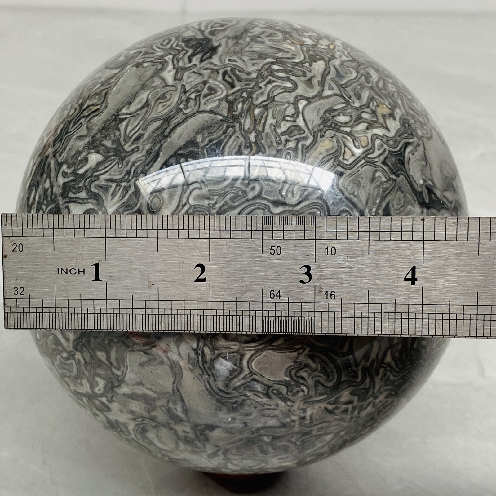 Natural Picasso Jasper Sphere Black Gray Crystal Ball Healing 3540G (7.8LB)