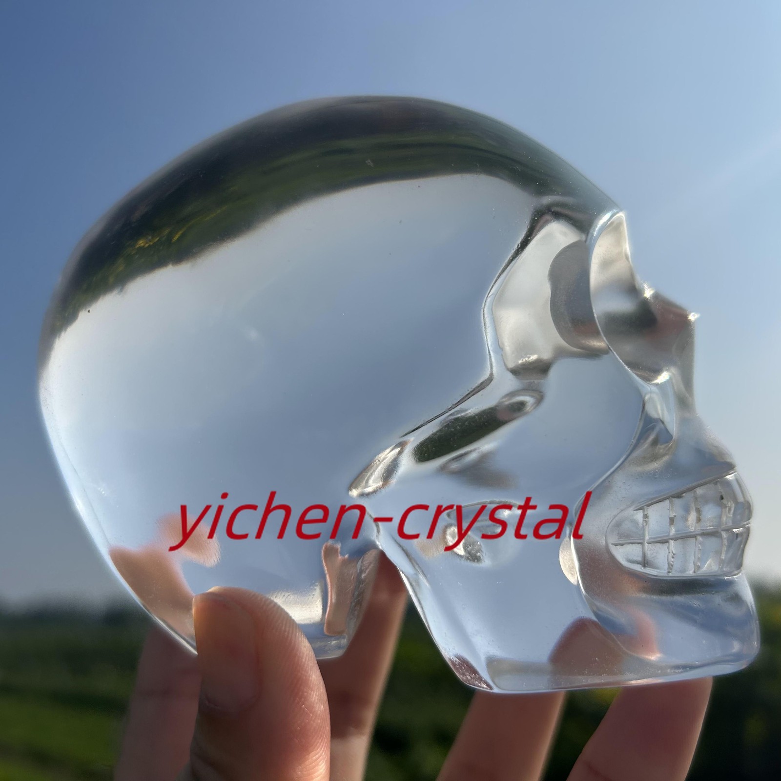850G+ Large Smelting Stone Hand Carved Quartz Crystal Skull Reiki Heal Gift 1pc