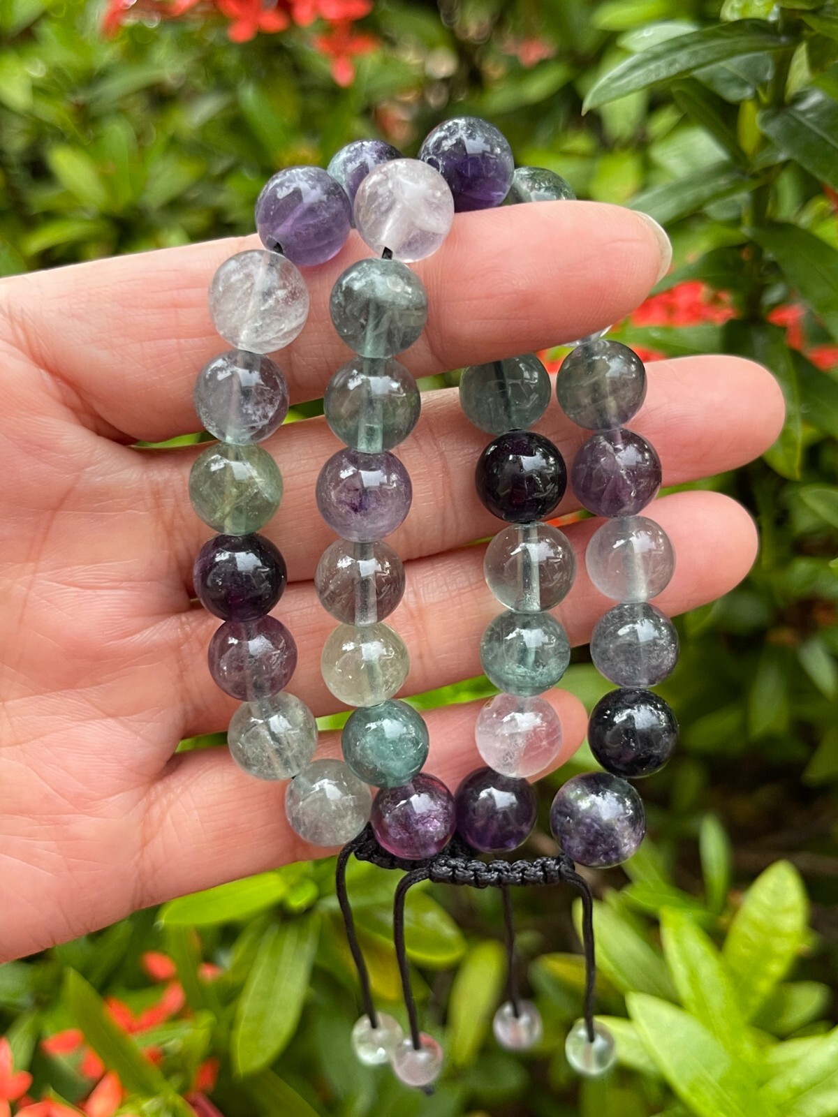 Grade A++ Fluorite Crystal Adjustable Bead Bracelet 10mm, Genuine Gems Bracelet