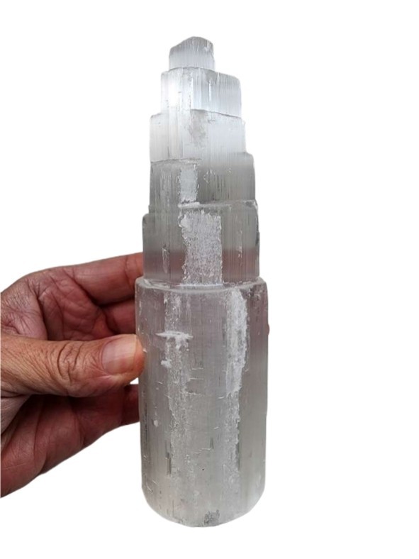 Selenite Crystal Natural Tower Morocco 406.9 grams.