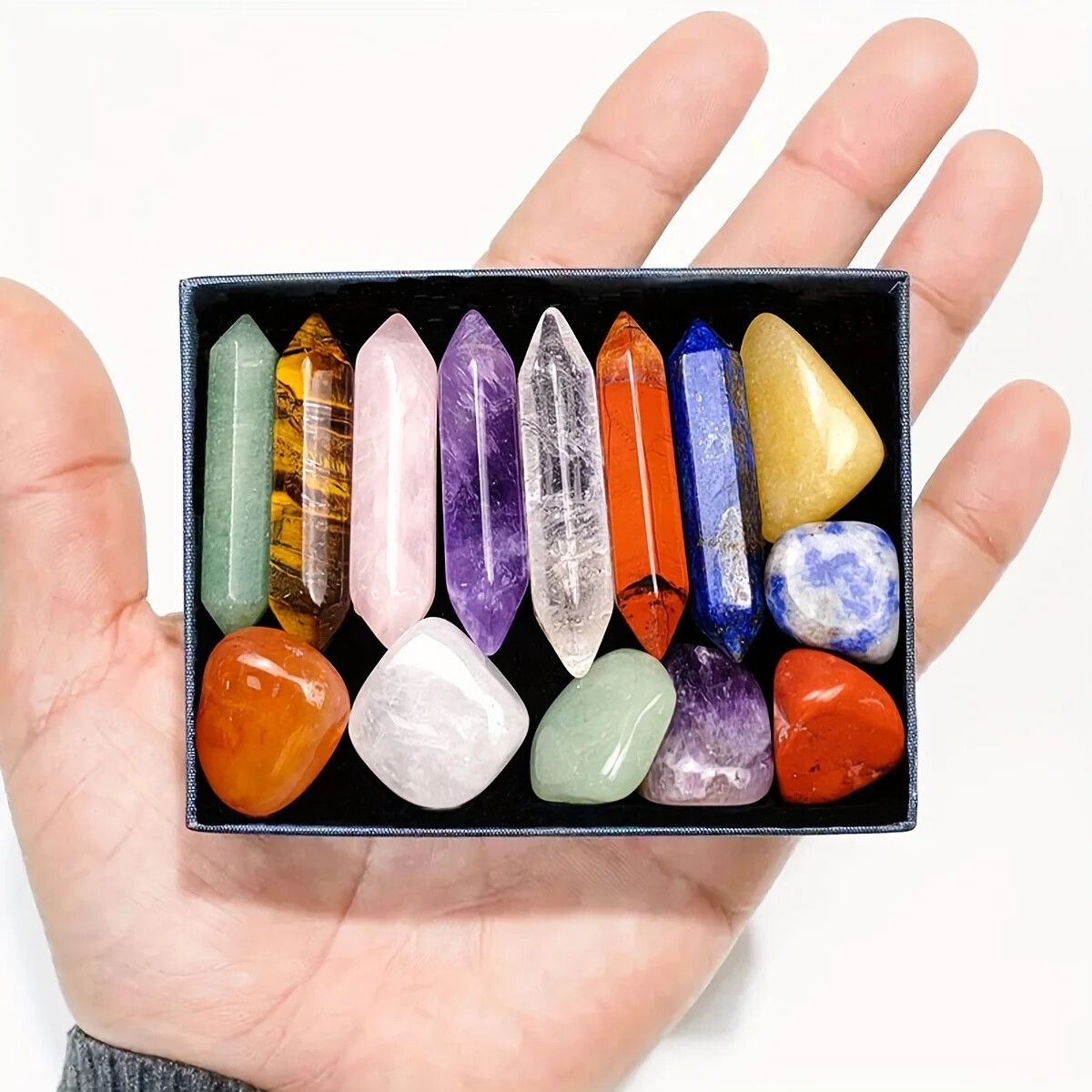 14PCS 7 Chakra Points, Crystal Pillar Set, Yoga Energy, Home Decoration Gift