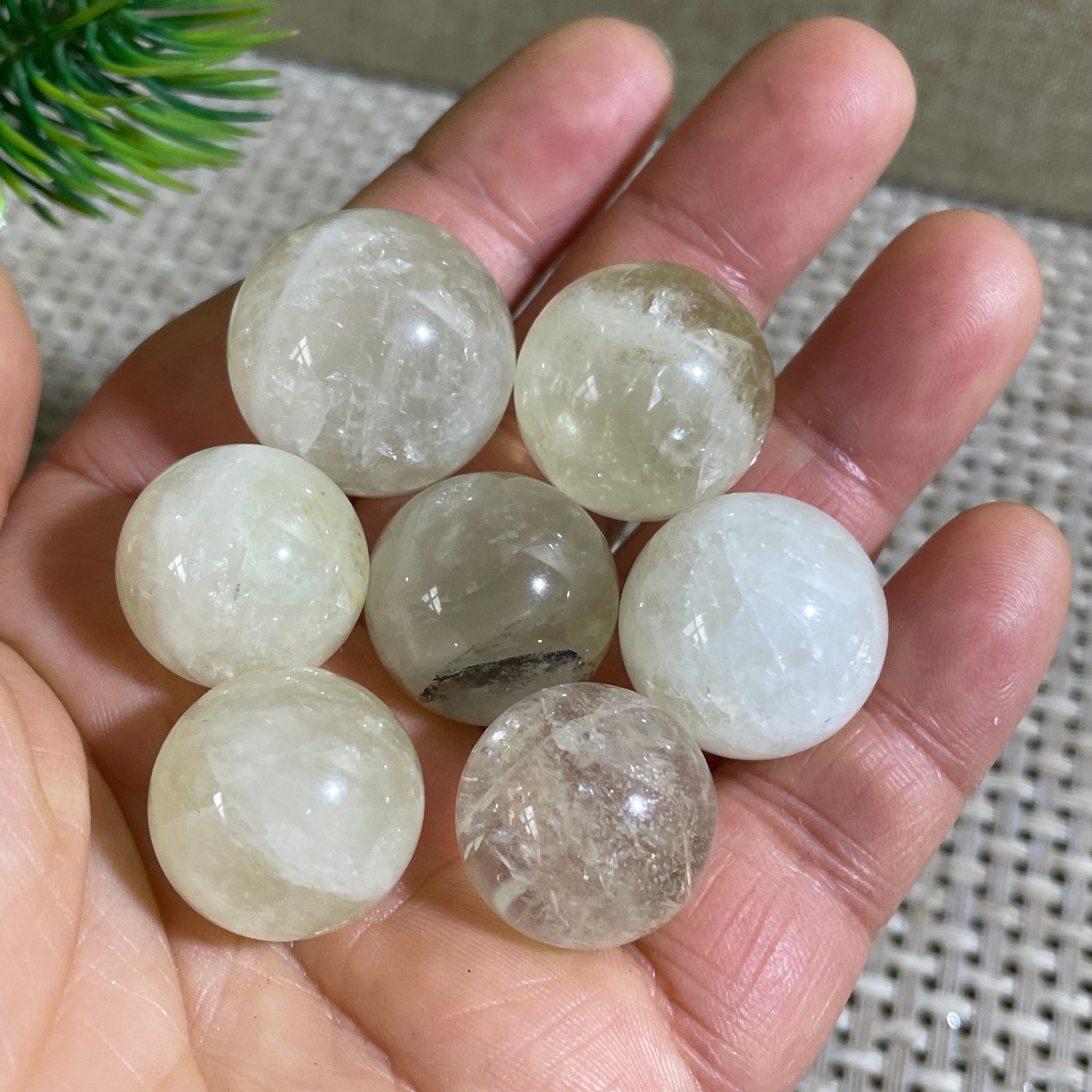 7pcs 69g Natural Yellow crystal ball Quartz Citrine sphere Mineral healing