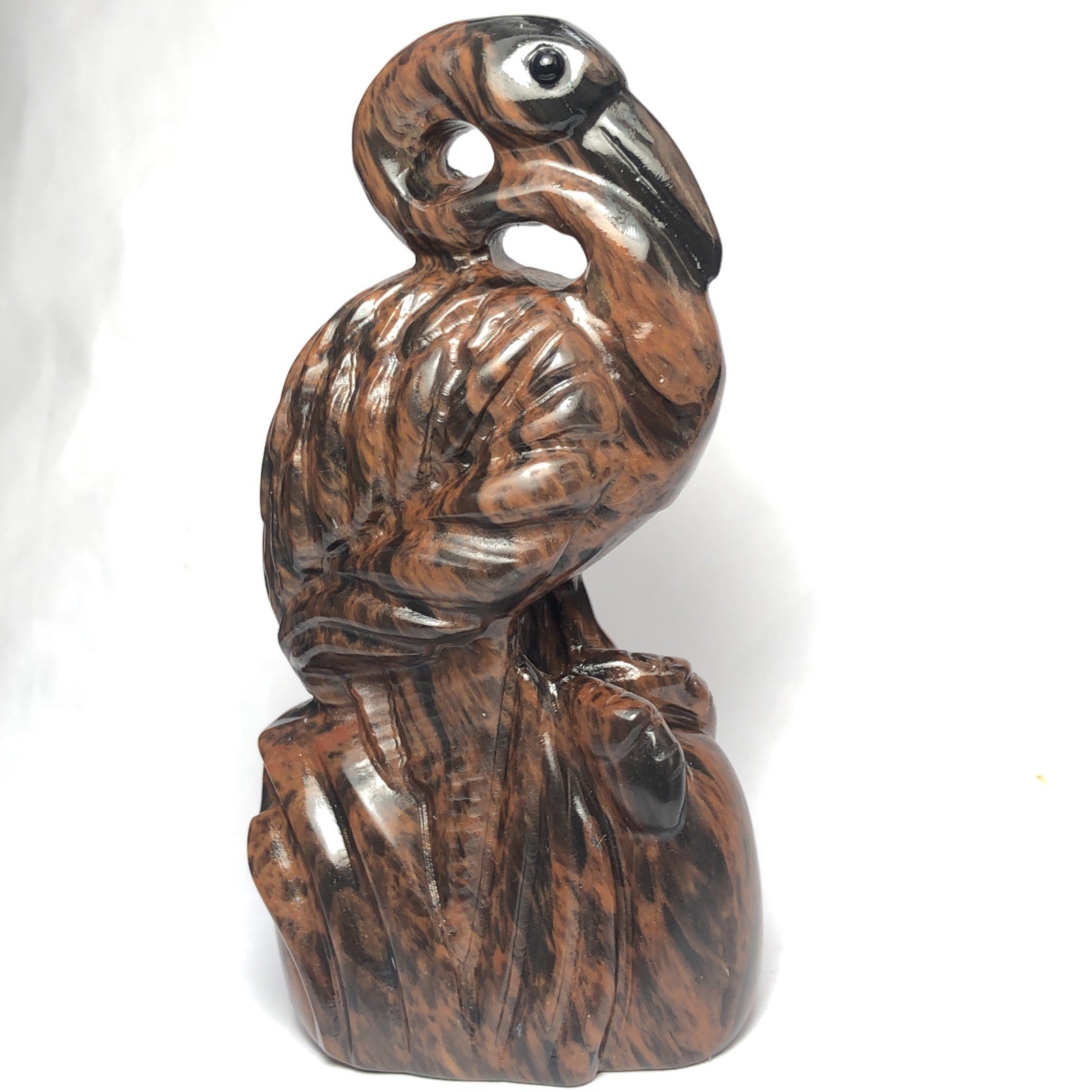 FLAMINGO CARVED NATURAL RED TIGER EYE CRYSTAL QUARTZ MINERAL SPECIMEN COLLECTION