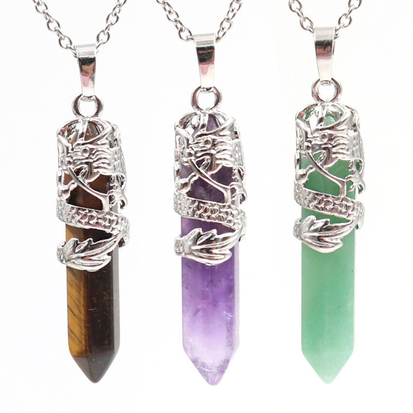 Hexagonal Necklace Chakra Healing Natural Quartz Crystal Point Pendant Jewelry
