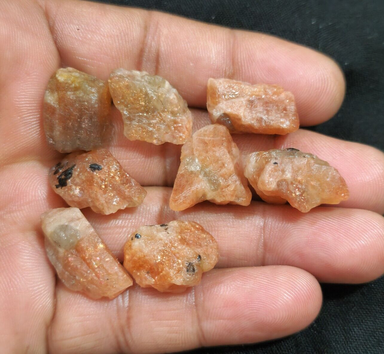 Wonderful A+ Sunstone Raw 8 Pcs Lot Size 17-22 MM Sunstone Rough Loose Gemstone
